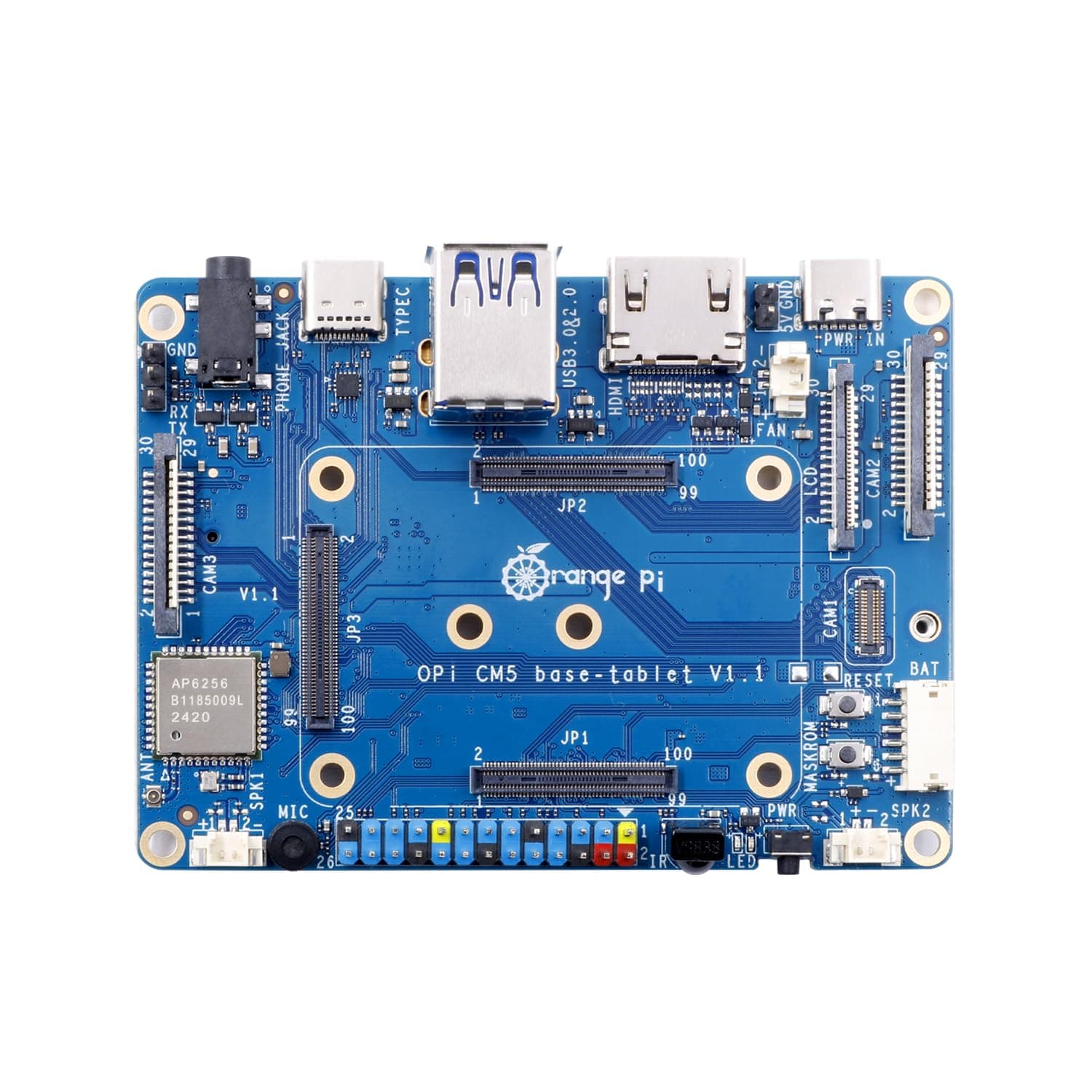 CM5 Tablet Base Board Rich Interface, Up to 8K @60Hz, with Wi-Fi5+BT 5.0, BLE Support for Orange Pi CM5