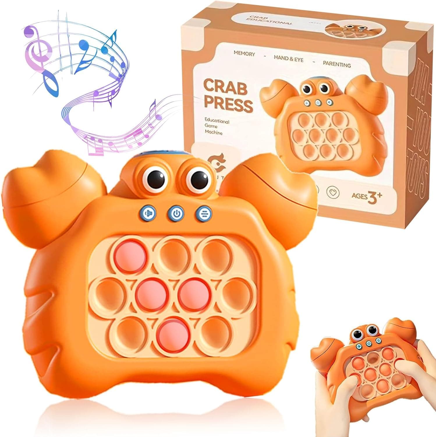 Pop Fidget Games for Kids Electronic Quick Push Bubbles Light-up GameHandheld Pop The Target Interactive Educational Sensory Fidget Toy for Kids