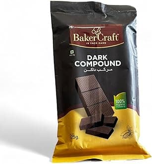 EXCEL ENTERPRISES Baker Craft Dark Chocolate Compound Slab/Bar 125 gm,Pkt For Making Cookies, Cupcake, Mini Chocolates and Cakes (Pack of 3)