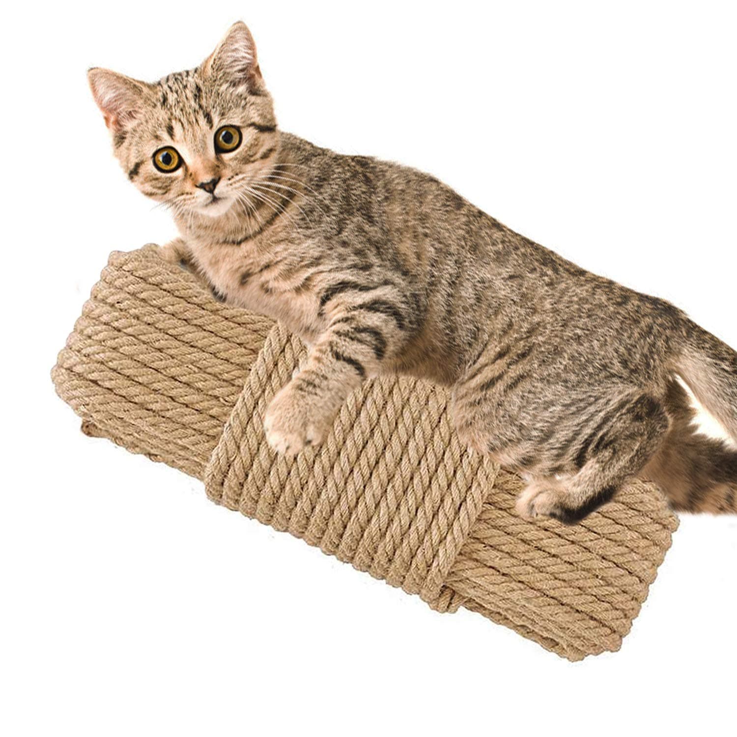 Barelove Cat Scratching Post Replacement, 4 Pieces Cat Scratcher Cat Tree Replacement Parts, 15.4'' x 2.67" Dia + 7.87“ x 2.67" DiaNatural Sisal Rope Cat Scratch Posts Include M8 Screws