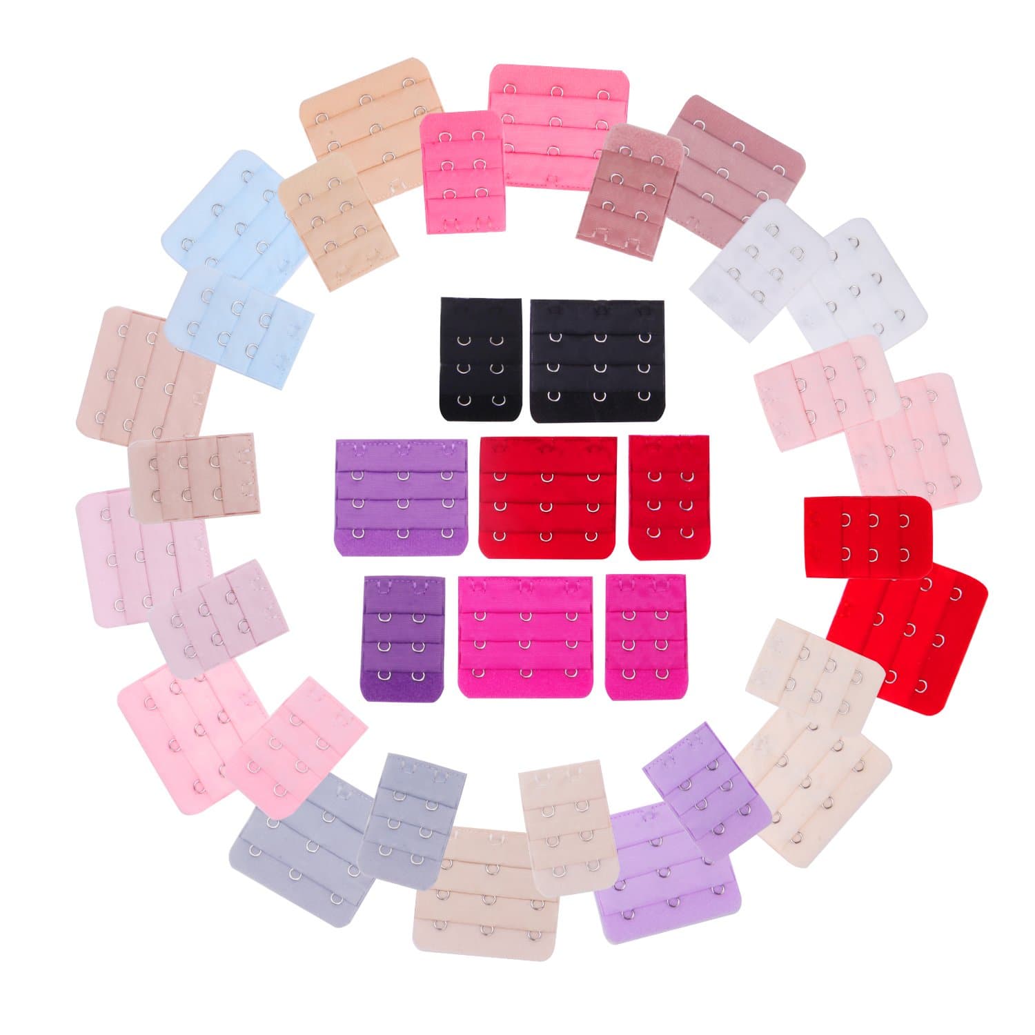 40 Pieces Bra Extender 2 Hooks/3 Hooks Bra Band Strap Extensions for Women, 20 Colors