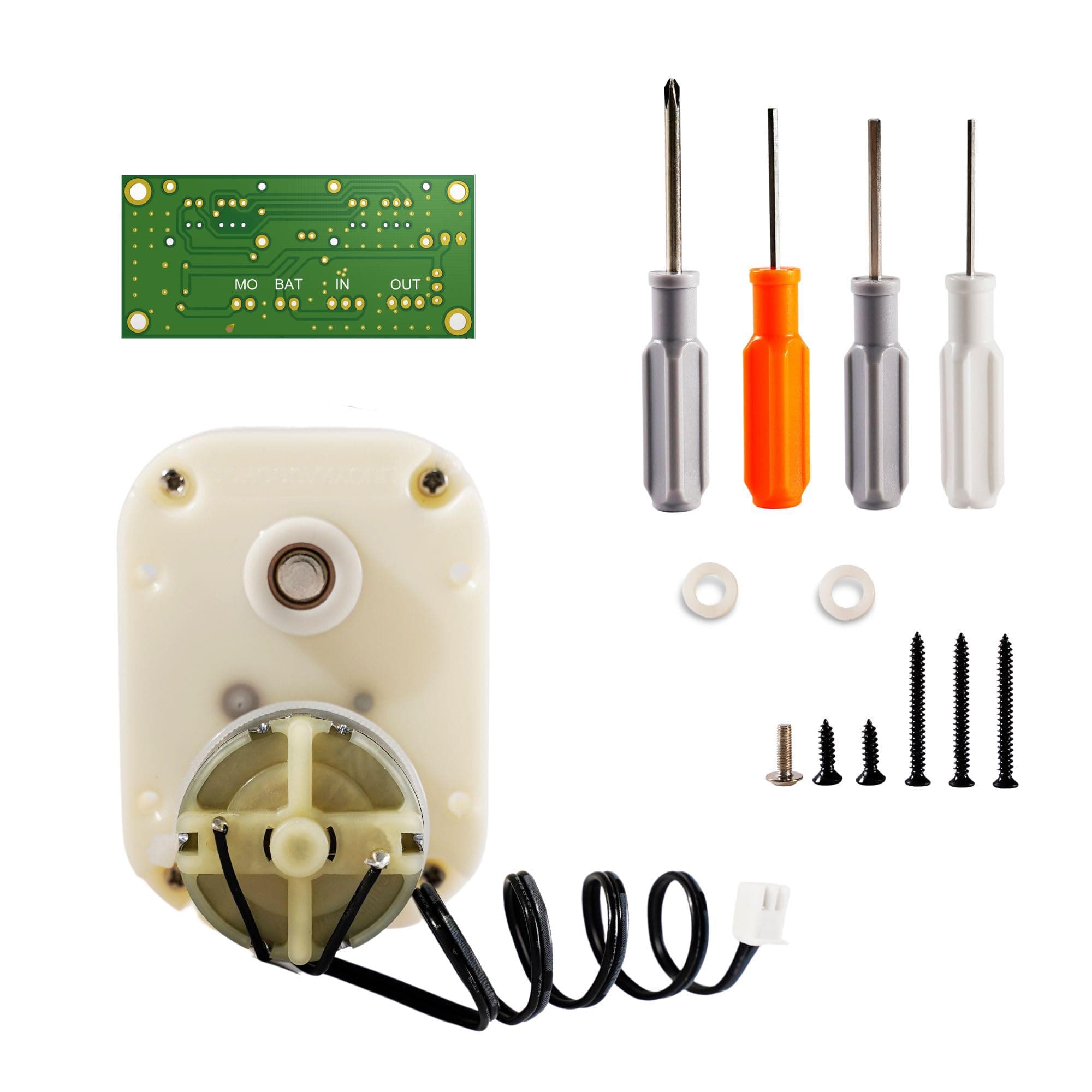 MOZSLY Replacement Motor and Circuit Board Single Watch Winder with Tools Quiet Motor Cover Screwdriver Hex Wrench Screws White, White