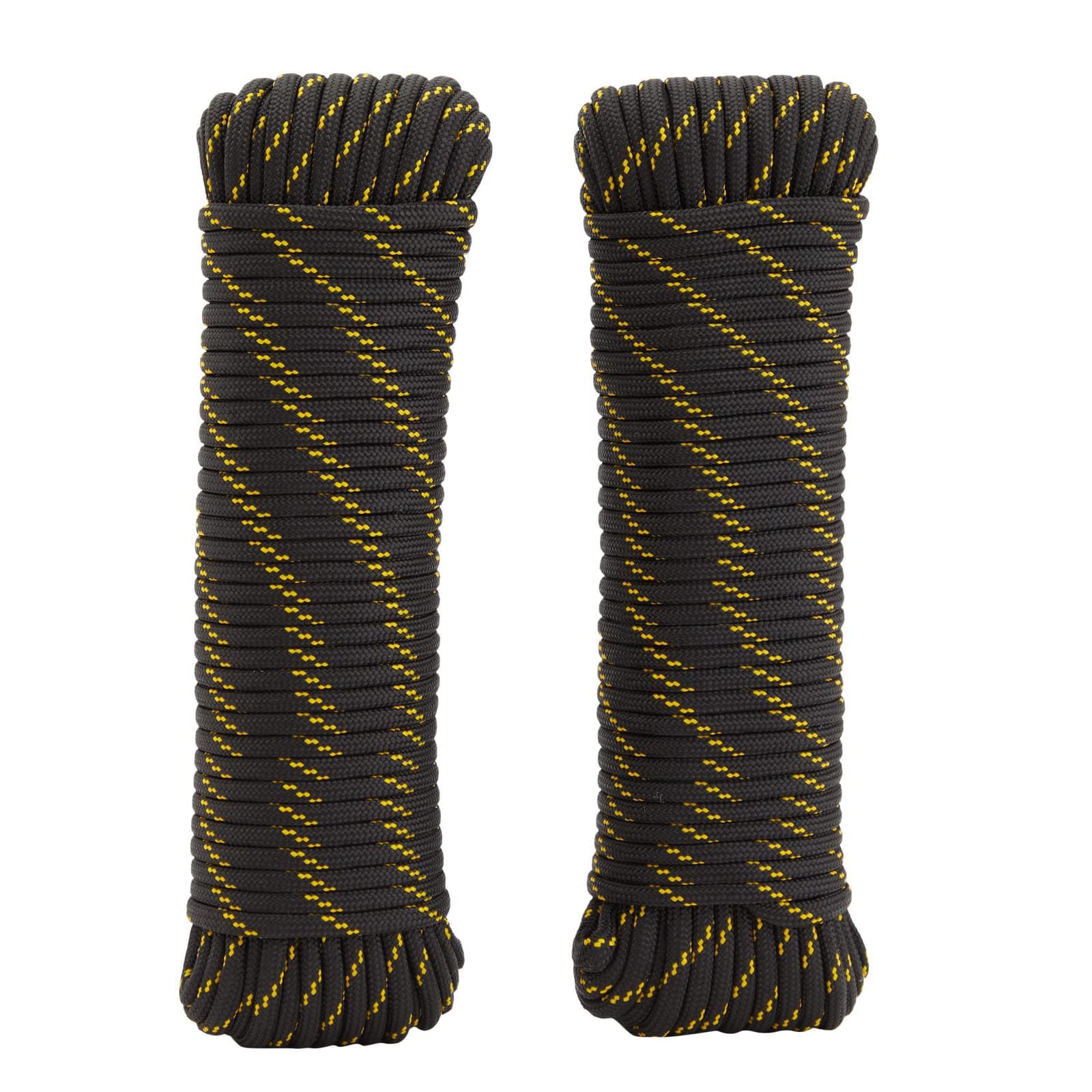 2 Pack 1/4 Inch x 100 Ft Braided Nylon Rope for Knot Tying Practice, Camping, Boats, Trailer Tie Down, Pinata