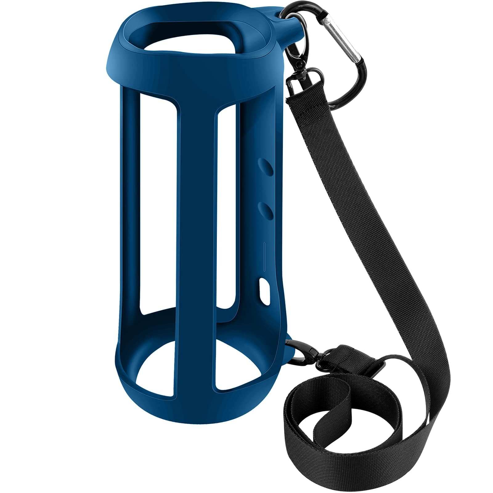 Silicone Case for JBL FLIP 5 Waterproof Portable Bluetooth Speaker, Gel Soft Skin Rubber Cover, Travel Carrying Storage Bag Pouch with Shoulder Strap and Carabiner (Blue)