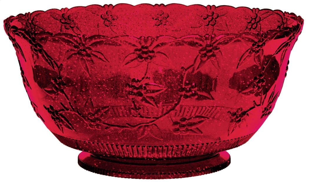 Red Glitter Plastic 14in Punch Bowl