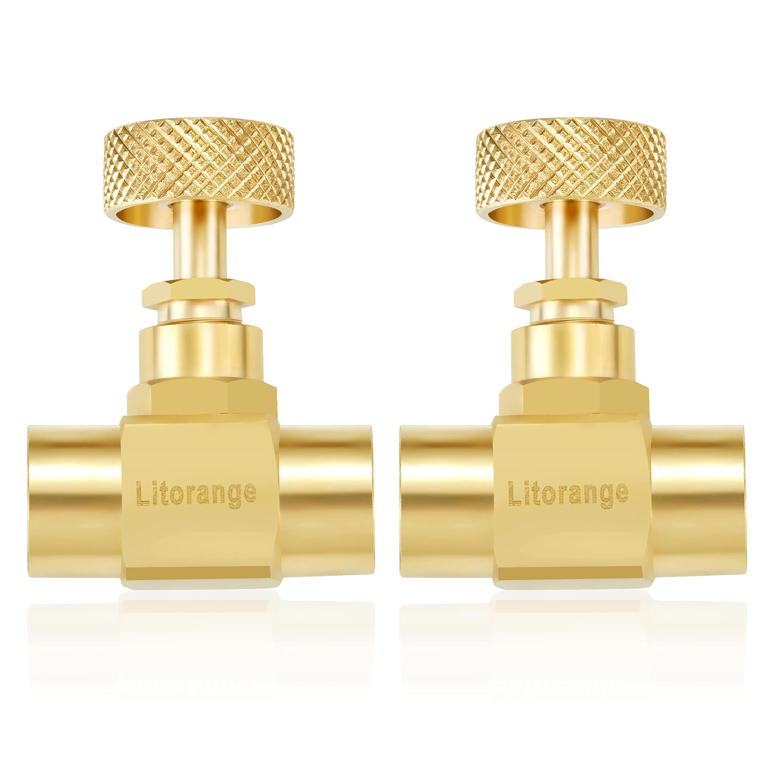 Litorange 2 Pack Heavy Duty Brass Replacement Control Needle Valve 1/4" Female NPT X 1/4" Female NPT Connection
