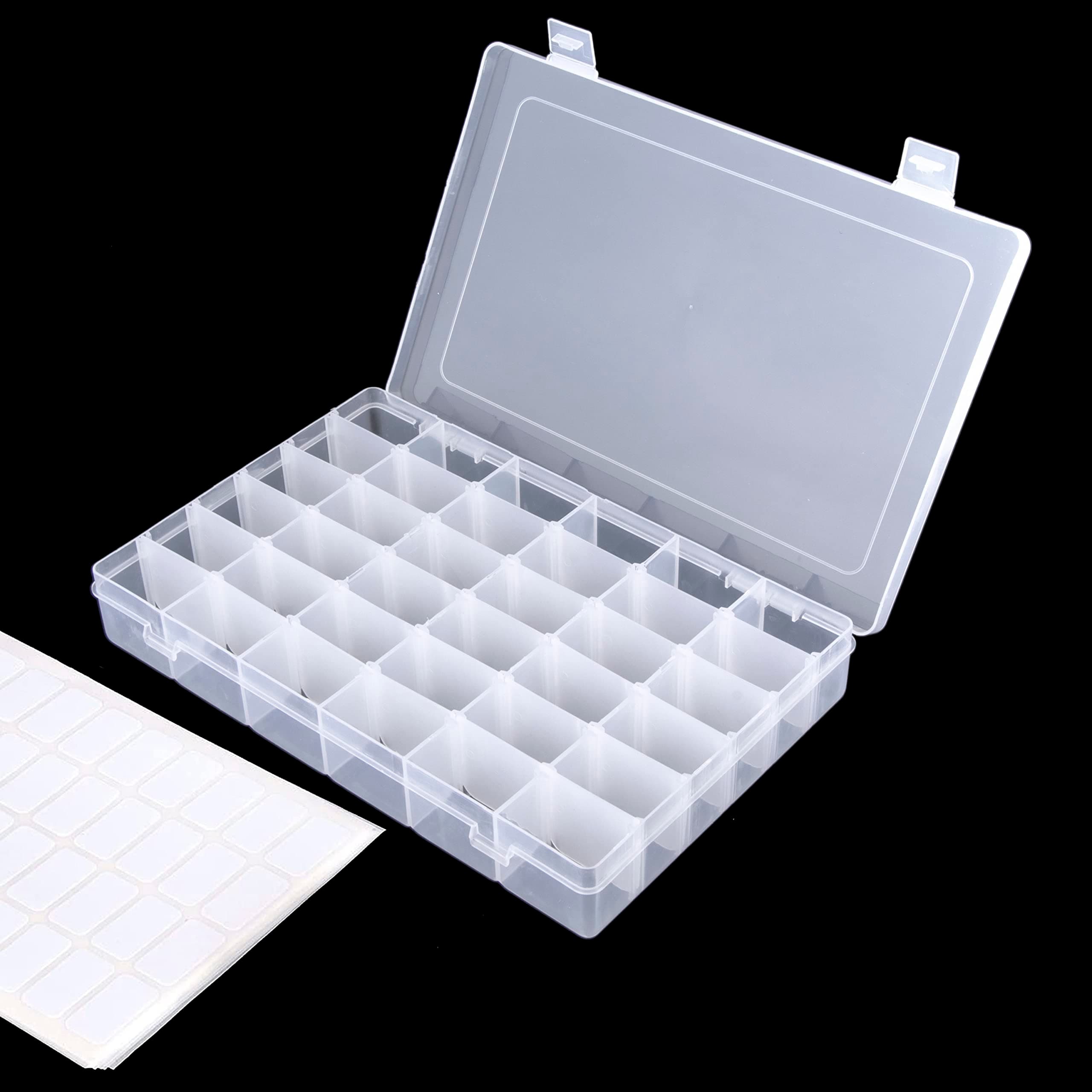 - Snowkingdom Transparent Plastic Grid Box Storage Organizer for Display Collection with Adjustable Dividers - 36 Clear Grids 10.8x7.0x1.8 Ideal for Beads Earrings Jewel Crafts Collection,Rectangular