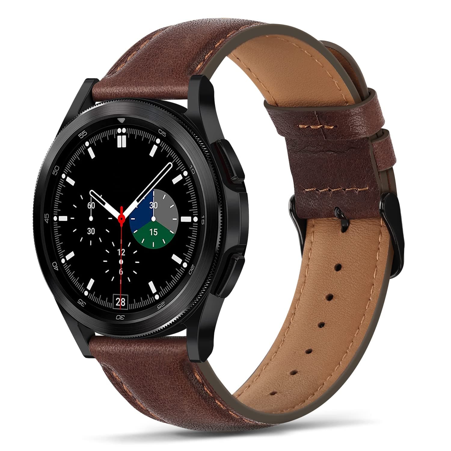 20mm Leather Straps Compatible with Samsung Galaxy Watch 47mm 7/6/5/4 Strap/ 6 Classic 43mm 47mm/ 5 Pro Bands, Genuine Leather Band for Galaxy 4 Classic/3