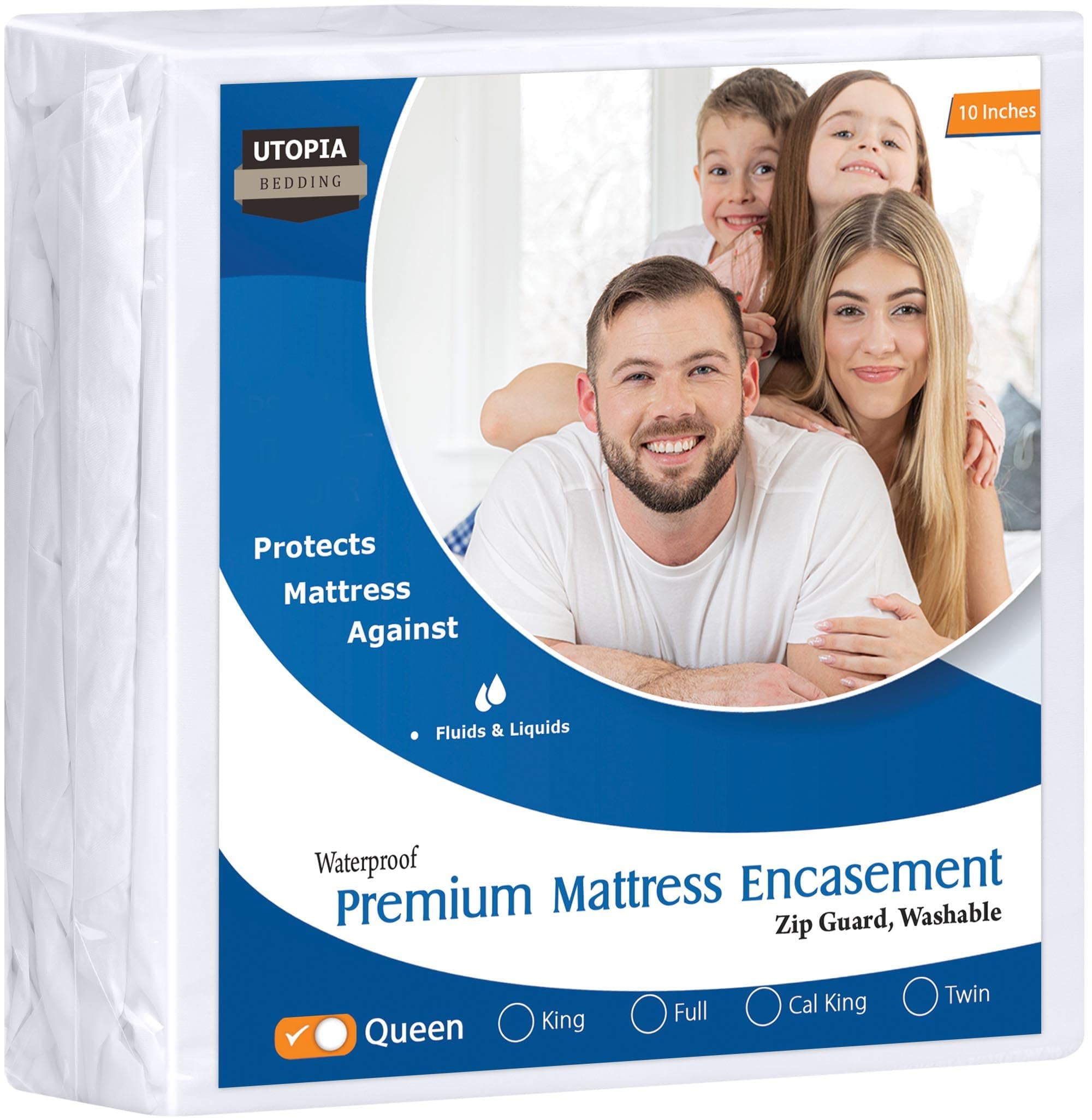 Premium Bed Bug Proof Box Spring Encasement - Waterproof Zippered Box Spring Cover - Ultimate Protection Against Insects, Dust Mites - Knitted Box Spring Protector (Queen)