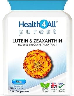 Lutein 25mg with Zeaxanthin Capsules (not Tablets) for Eye Health and Blue Light Protection. Vegan. Made in The UK , 60 Capsules (V)