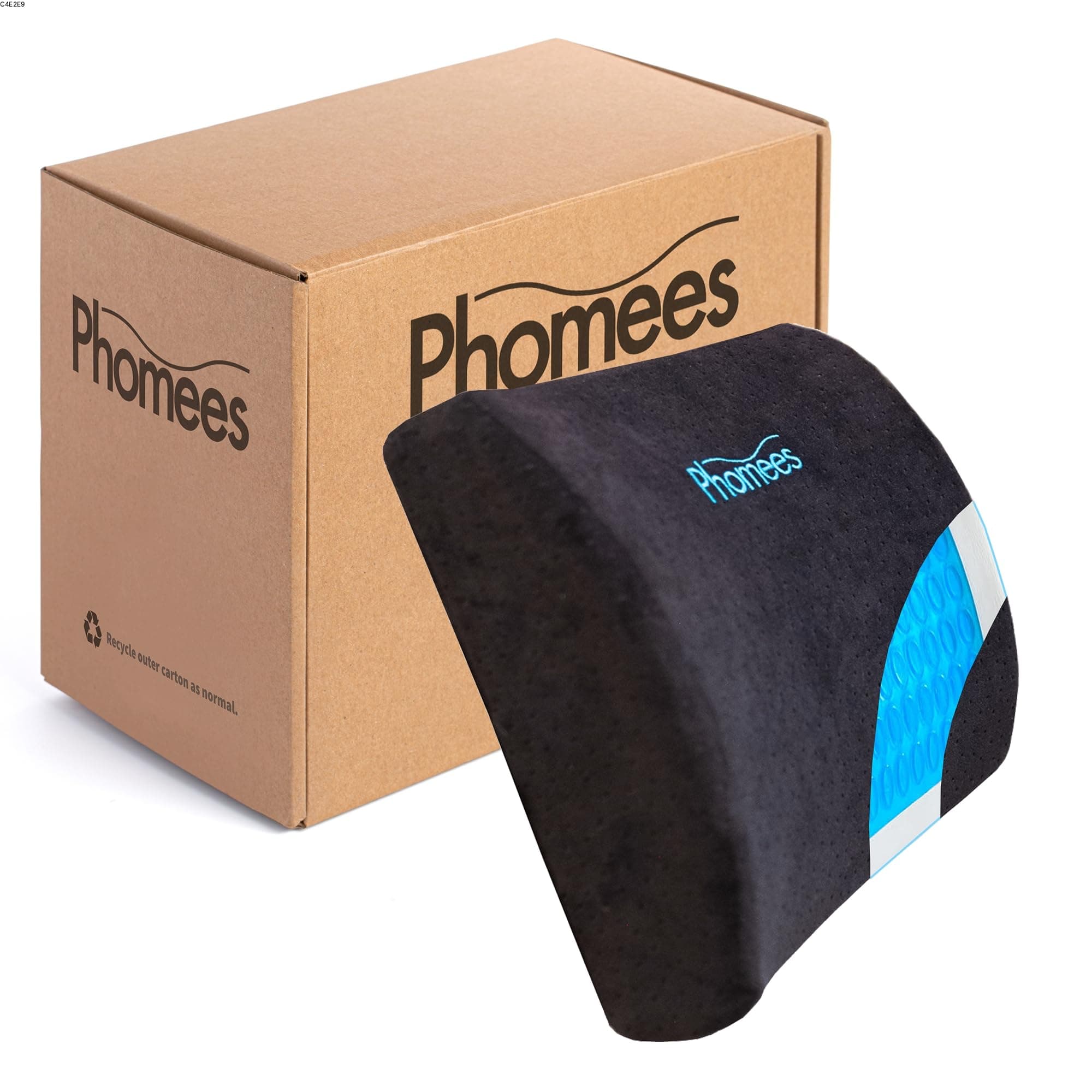 Phomees Memory Foam Office Chair Back Support Cushion, Lumbar Support Cushion with Cooling Gel Layer - Back Pain Relief for Office, Home, Travel & Wheelchair - Machine-Washable Cover