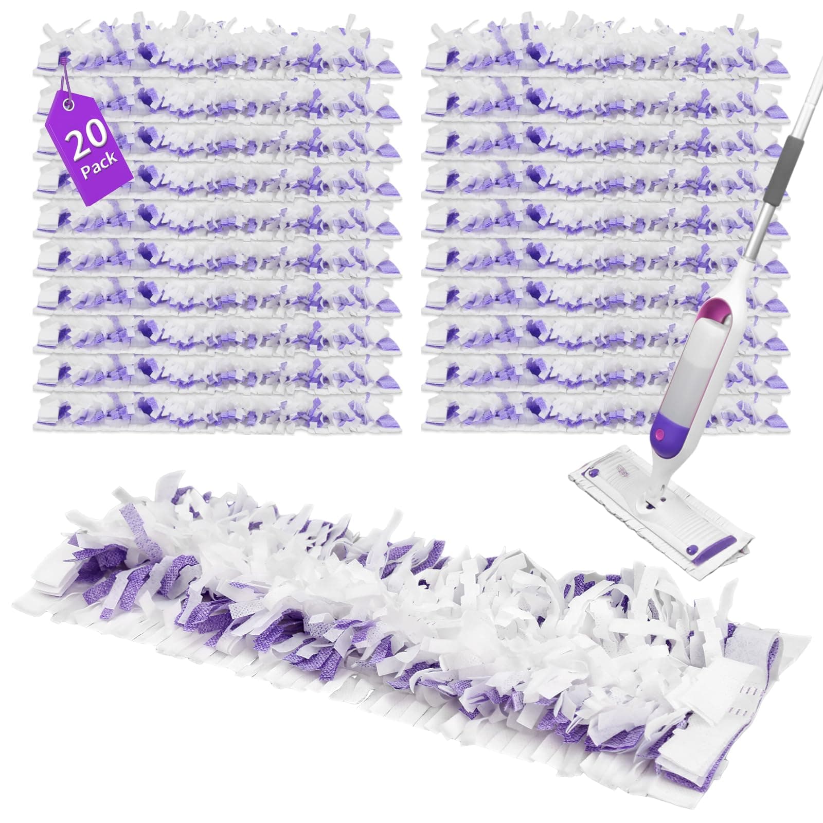 20 Pack Power-Mop-Pads Refills Fit for Swi-ffer-PowerMop-Multi-Surface Mop and for PowerMop-Wood-Mop Replacement Mopping Pads for Bona Spray Clean Pads Replacement