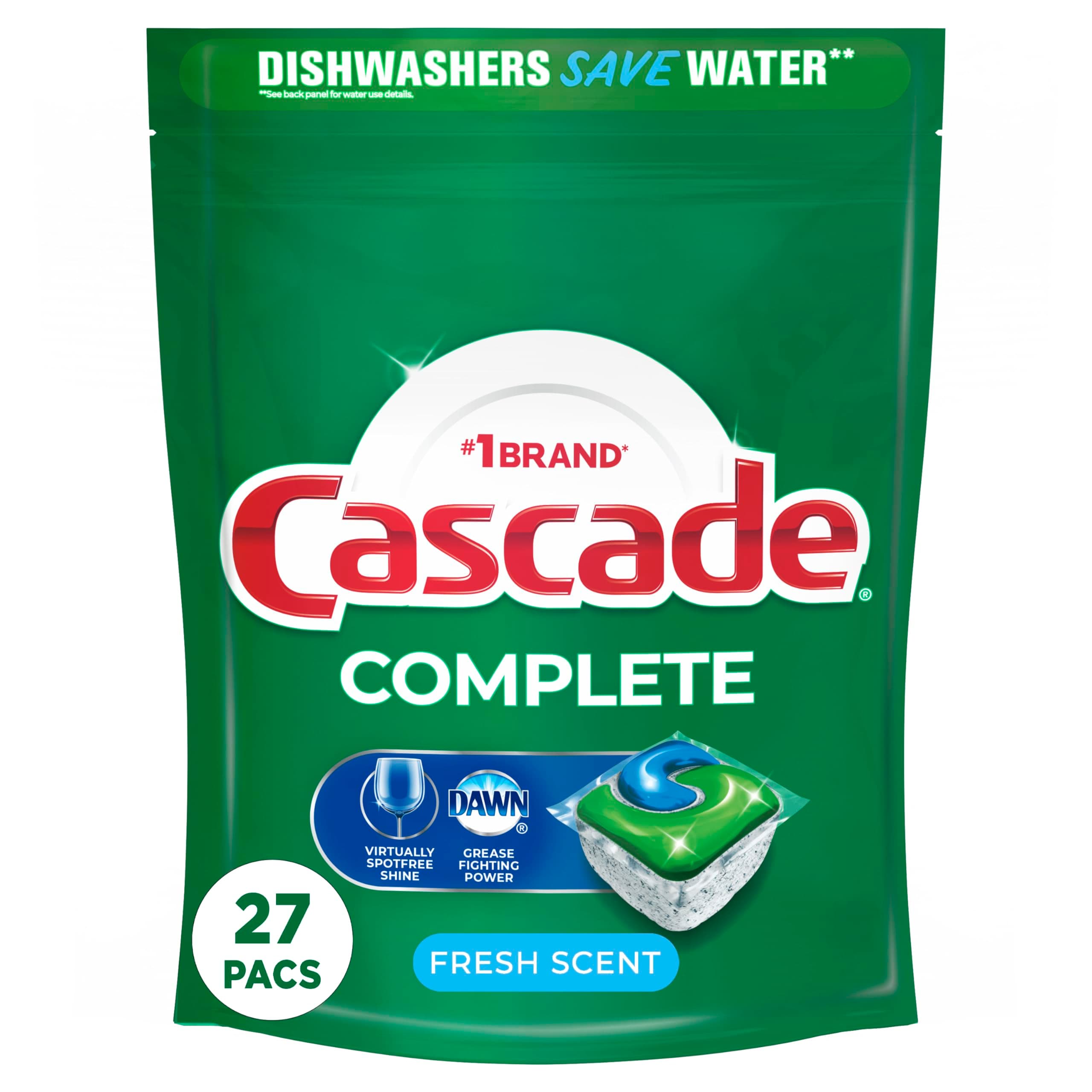 Complete ActionPacs, Dishwasher Detergent Pods, Fresh, 27 Count