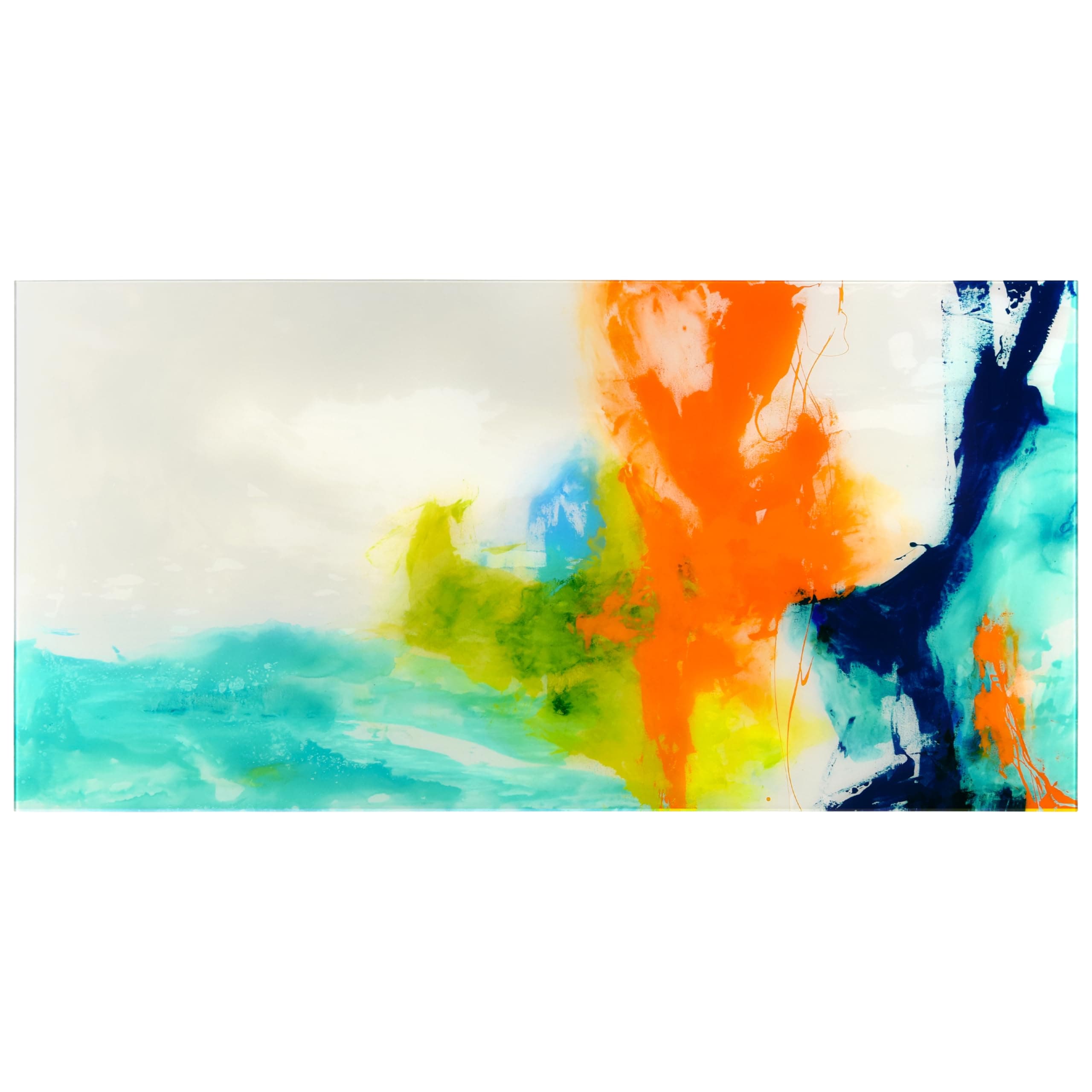 Empire Art Direct TMP-108453-2448 Tidal Abstract 1 Frameless Free Floating Tempered Glass Panel Graphic Wall Art, 48" x 24" x 0.2", Ready to Hang