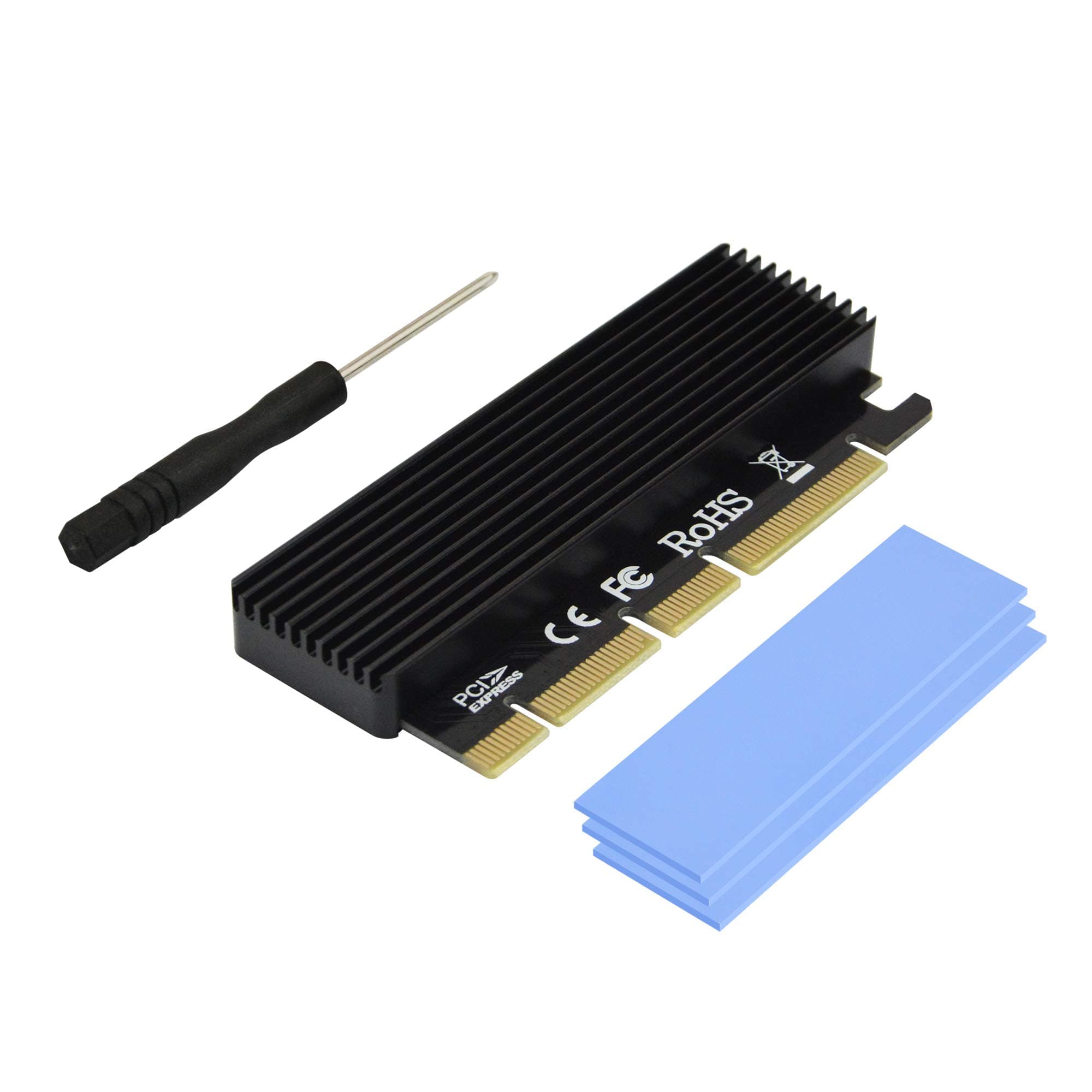A ADWITS PCI Express 3.0 x16 to PCIe-based NVMe and AHCI SSD Adapter Card with Heat Sink, Fits M.2 (NGFF) Form Factor with Key M in Size 2230/2242/2260/2280