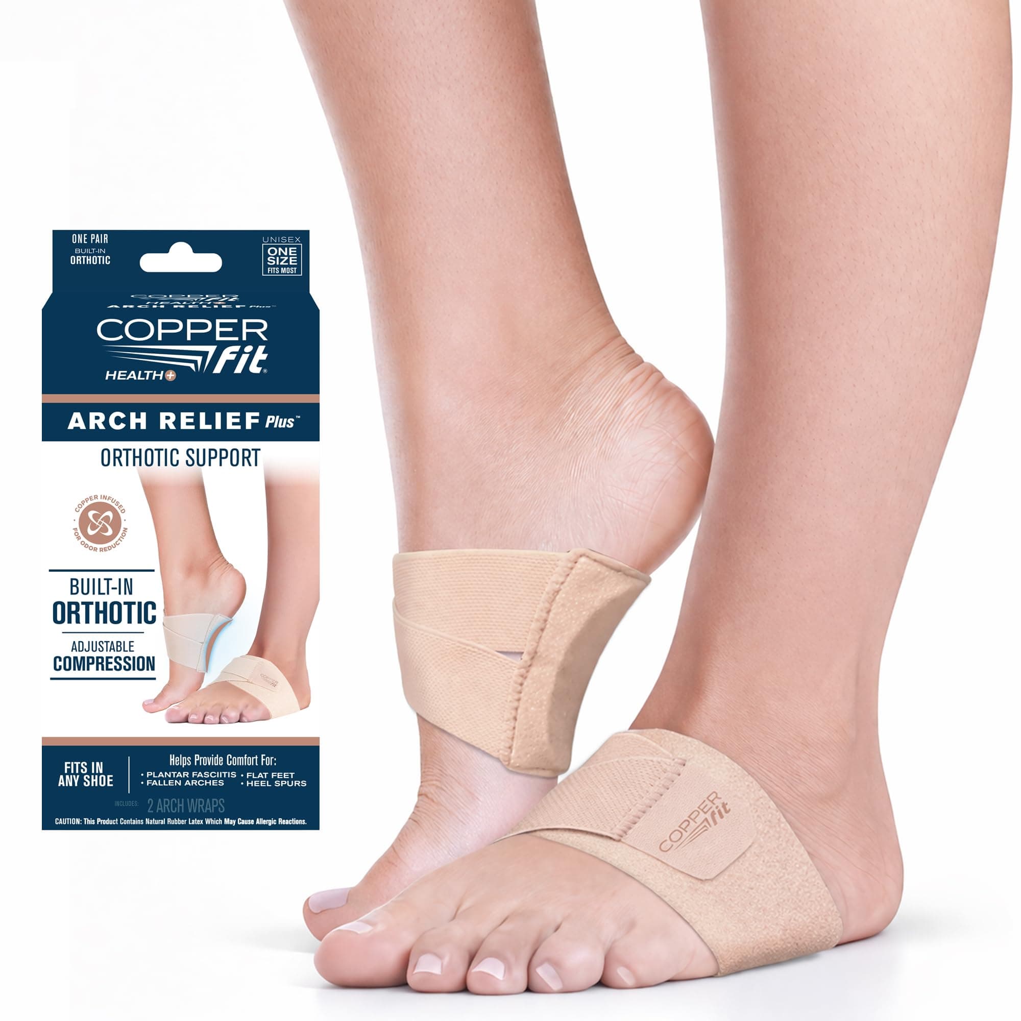 Copper Fit Arch Relief PLUS – Compression Wrap with Orthotic Arch Support Plantar Fasciitis, Flat Feet, Fallen Arches – Universal Fit for Men and Women