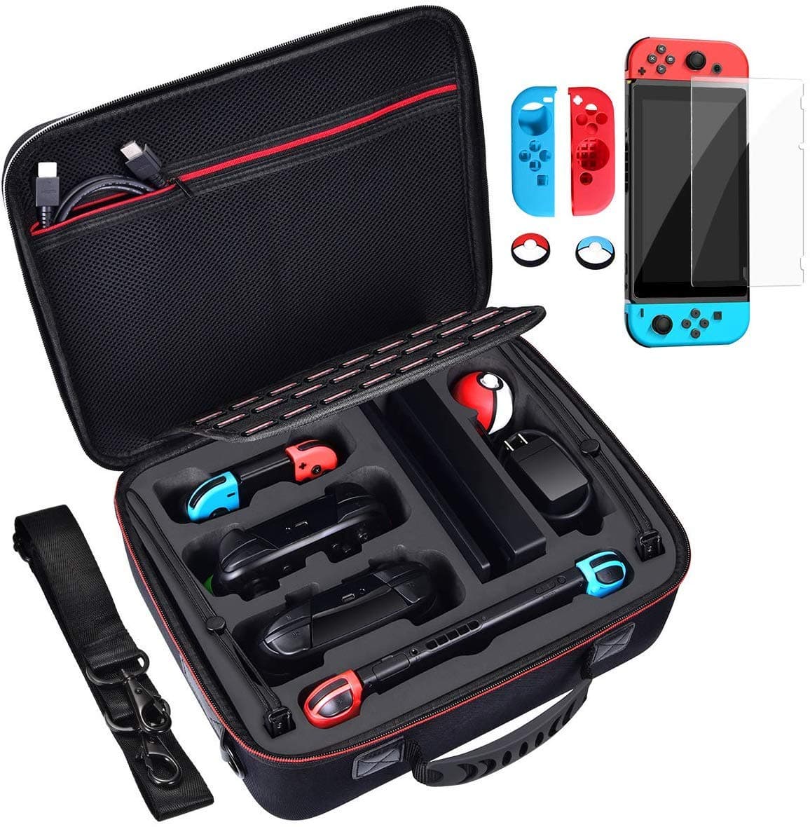 Diocall Deluxe Hard Carrying Case Compatible with Nintendo Switch and Switch Oled 2021, Travel Bag Fit Switch Pro Controller