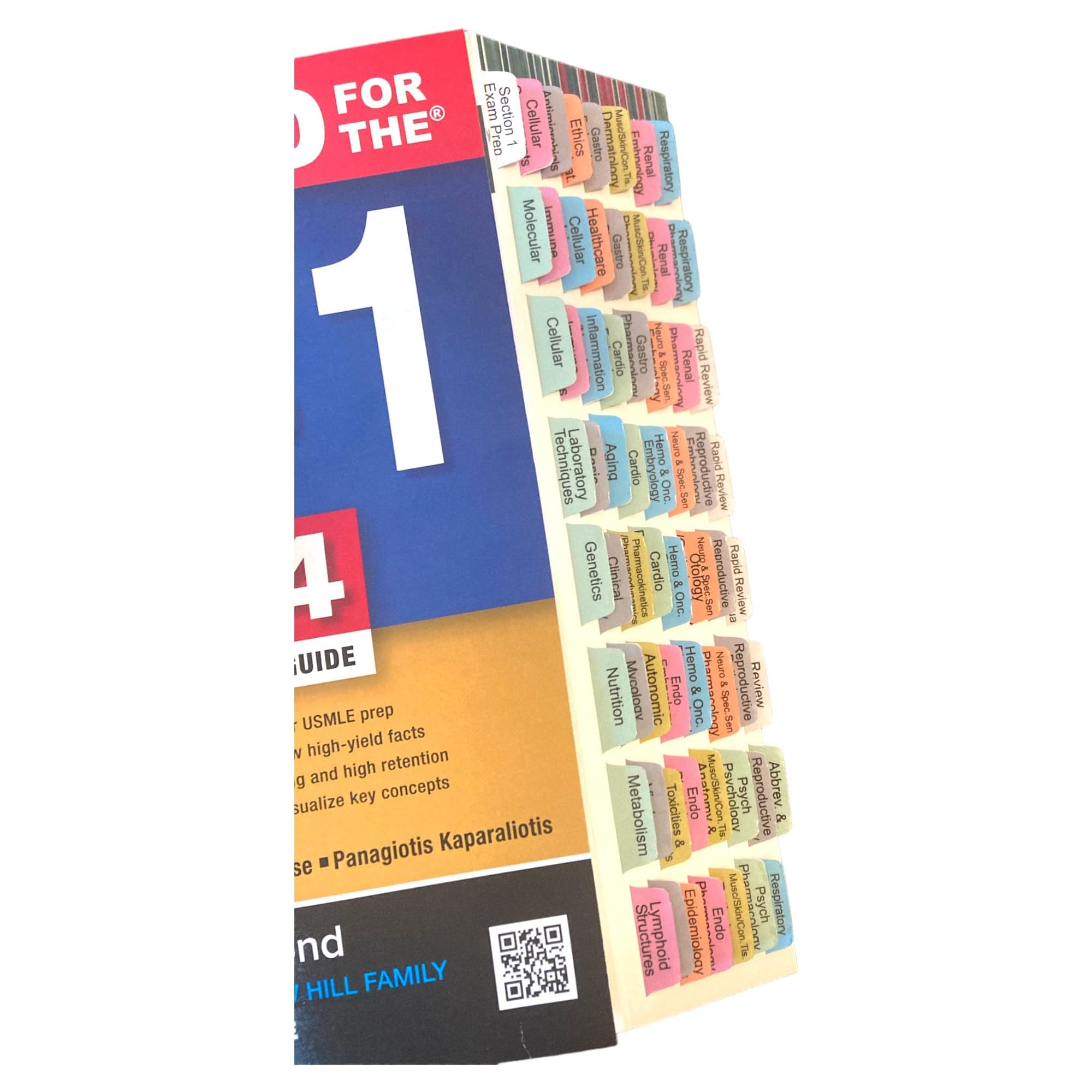 Book Tabs for First Aid for The USMLE Step 1 2024 34th Edition. Laminated, Color-Coded and Repositionable with Alignment Card for Easy Installation (Book not Included)