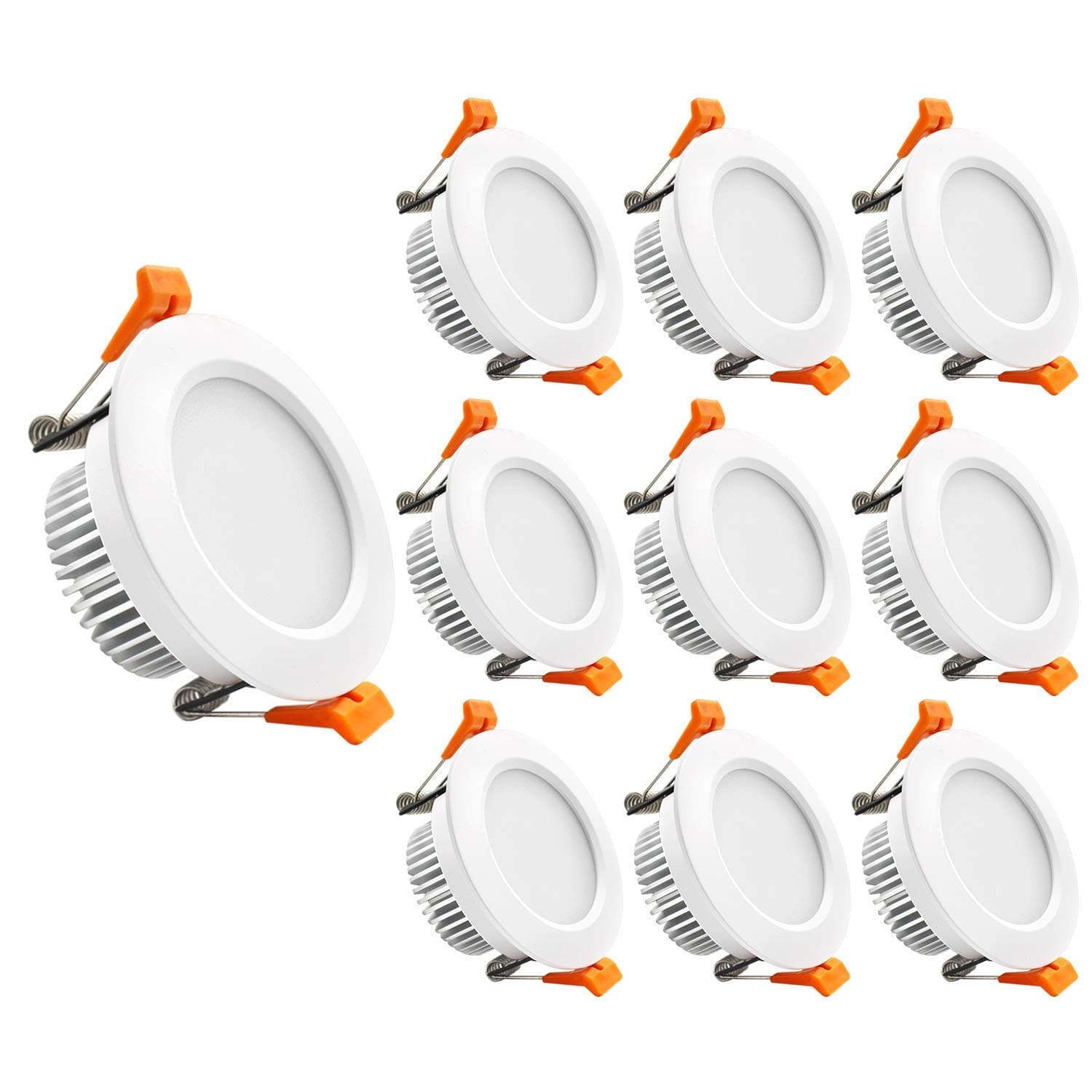 YGS-Tech 3.5 Inch LED Recessed Lighting, Dimmable Downlight 7W(55W Halogen Equivalent), CRI80, 3000K Warm White, Ceiling Light with LED Driver(10 Pack)