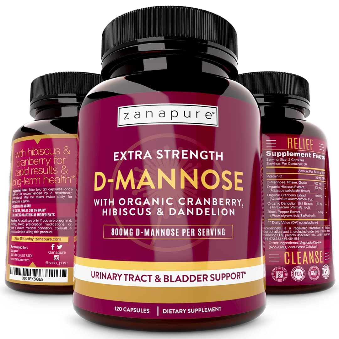 Premium D Mannose Capsules | 800 Mg per Serving | Urinary Tract and Bladder Health Support* | For Men & Women | Cranberry, Dandelion & Vitamin C | 120 Capsules (2 Months Supply) | Made in USA