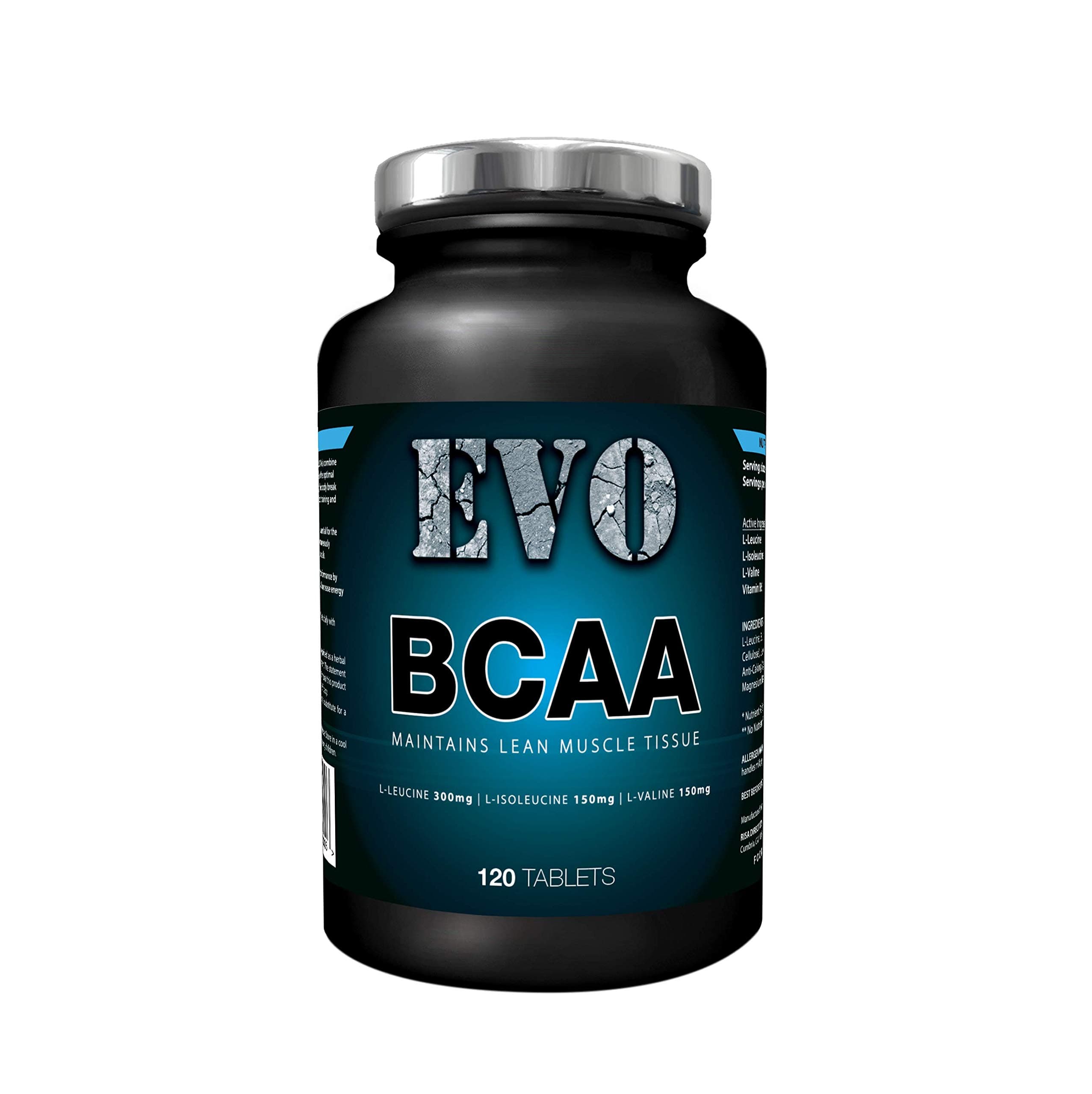 BCAA Tablets | EVO Branched Chain Amino Acids | BCAAs with Added Vitamin B6 | 2:1:1 Nutrition Ratio | Gluten Free | Vegetarian | 120 Tablets | Food Supplement | 60 Servings | EVO Supplement
