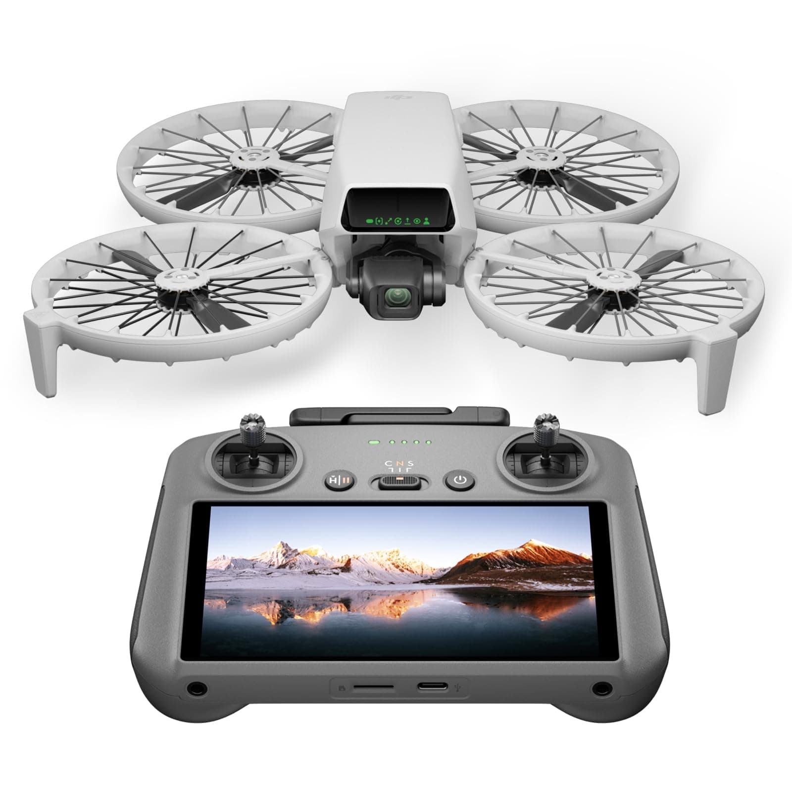 DJI Flip (with RC 2-Screen Transmitter) Drone with Camera 4K Follow Me Drone Equipped with 4K UHD Camera (for Adults) Less than 249 g Lightweight Drone 3-Axis Gimbal 13 km Video Transmission Palm