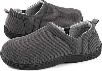 LongBay Men's Slippers Warm Bedroom House Shoes Slip-On Memory Foam Winter House Slippers for Indoor Outdoor