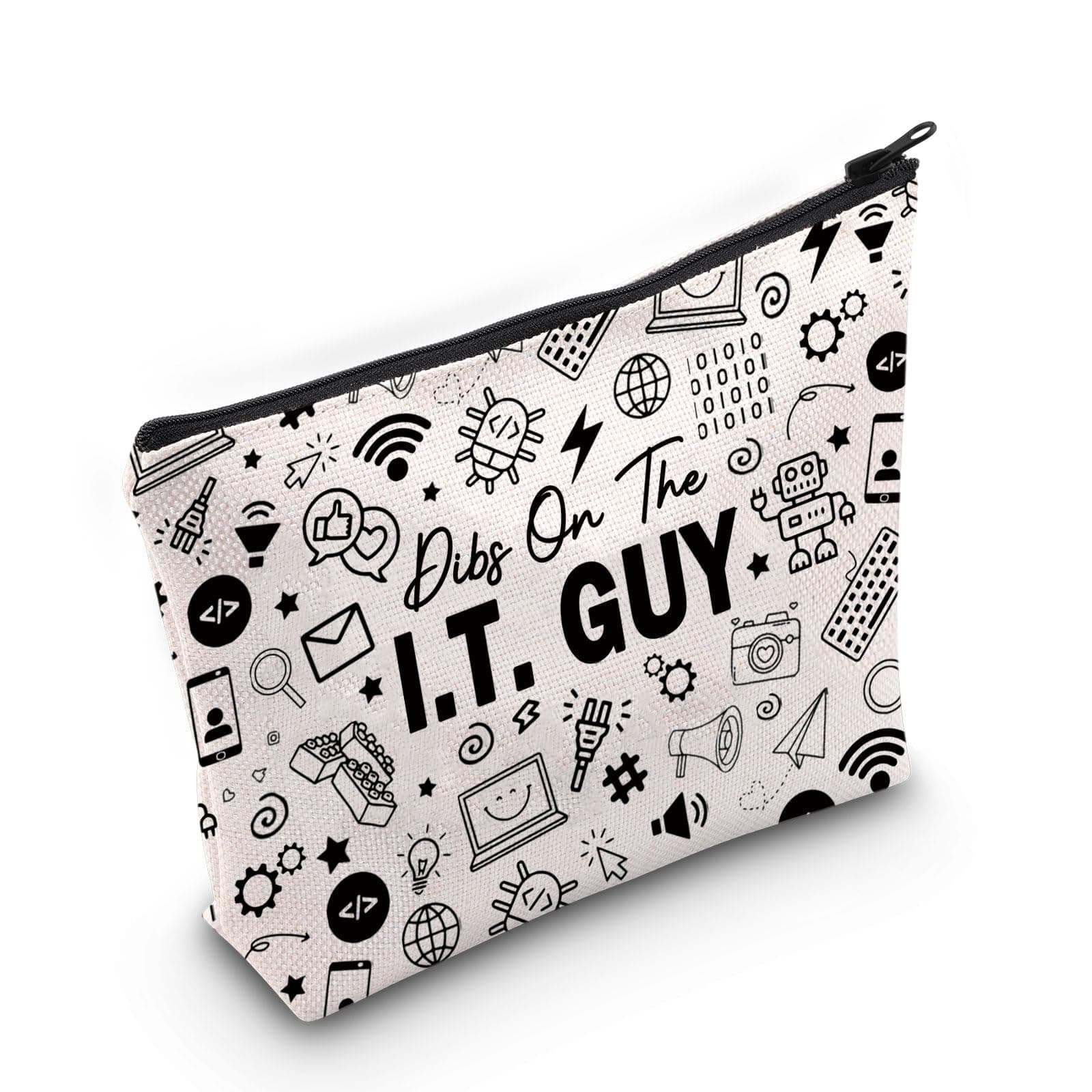 Information Technology Inspired Gift Dibs On The IT Guys Makeup Bag Information Technology Girlfriend Cosmetic Bag Tech Support Merch (Dibs On The IT Guys M)