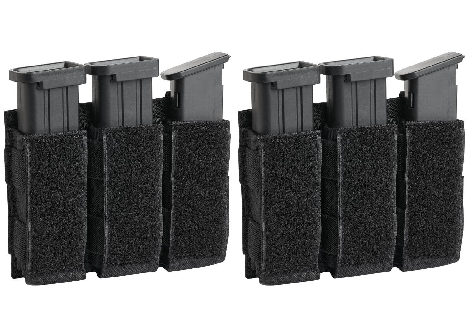 2pc Triple Pistol Mag Pouch, Tactical Molle Pouch Single Double Stack Magazine for 9mm/.40 Calibers 10mm 45ACP Glock S&W M&P, Sig P365, P365XL,226/229, Springfield 1911