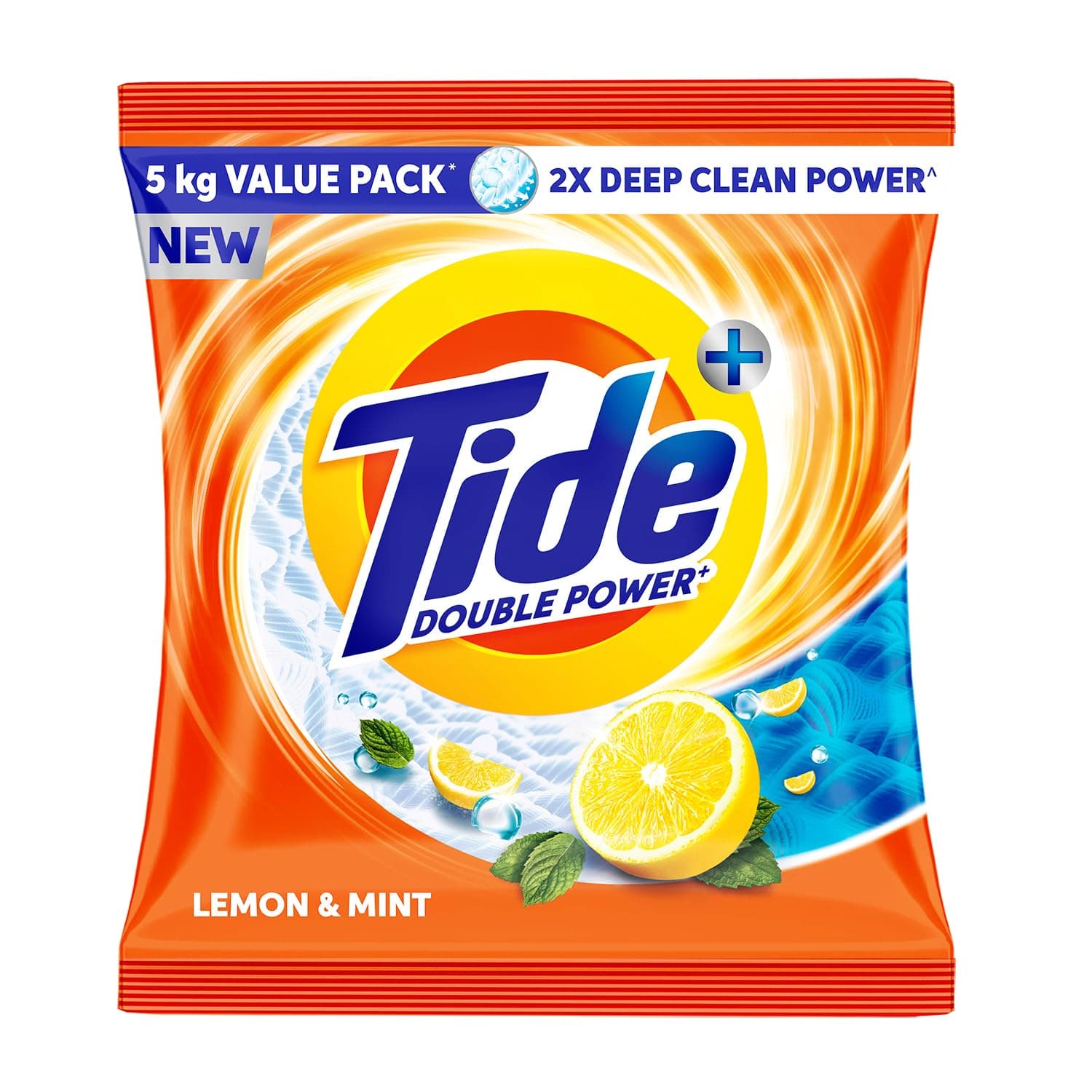 Plus Detergent Washing Powder - 5kg Value Pack | Lemon & Mint Fragrance | 2X Deep Clean Power | World's No. 1 Detergent Brand