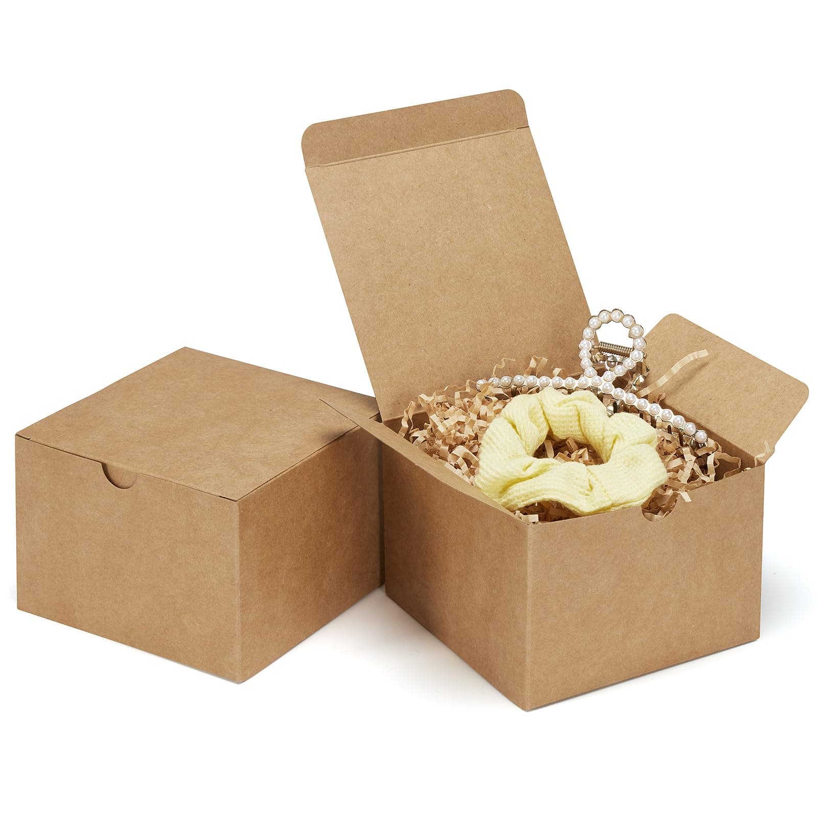 Eupako Brown Gift Boxes 5x5x3.5 25 Pack Kraft Paper Gift Boxes with Lids for Gifts, Crafting, Wedding, Birthday, Party, Cupcake
