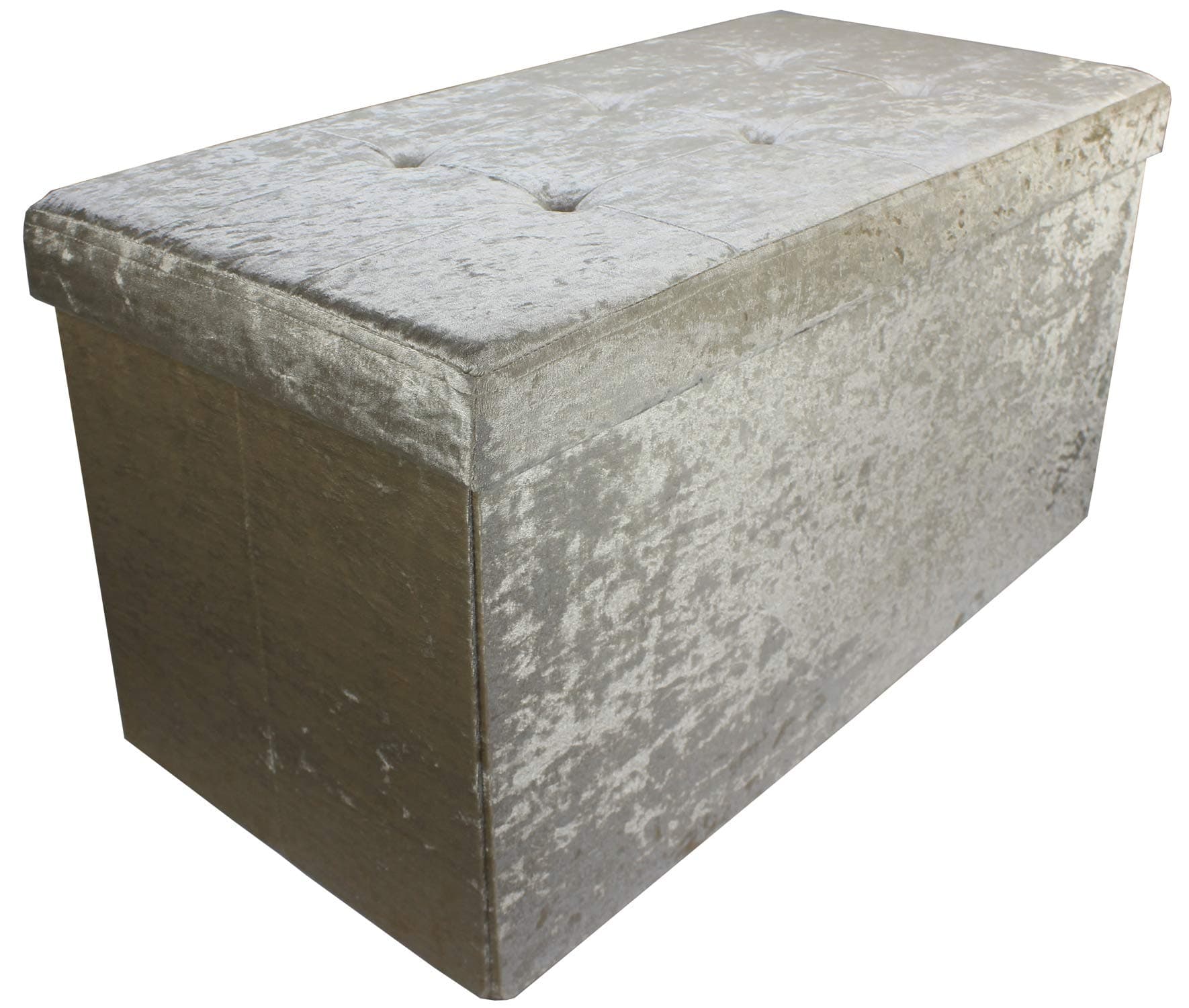 Storage Ottoman bench- collapsible/foldable bench chest with cover,Crushed velvet storage ottoman style perfect for toys and shoe storage,poufee ottoman seat and foot rest (Champagne 30"x15"x15")