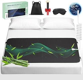 Grounding Mat for Bed with Leather, Improve Sleep, Relieve Stress & Pain, Anti-Slip & Eco-Friendly PU Leather, Includes Grounding Cord & Sleep Mask for Enhanced Rest Magnetic Therapy(King-27''×78'')