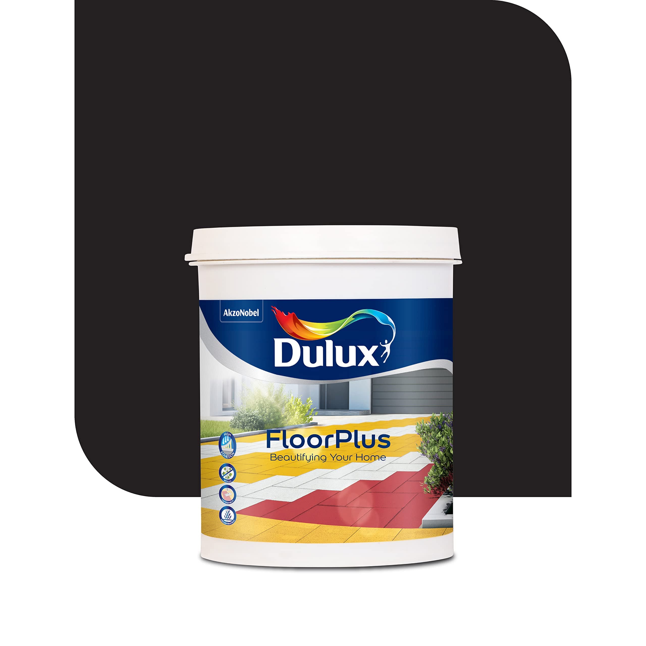 Dulux FloorPlus for Floor Coat | DIY, Quick Drying with High Adhesion,Washability & Abrasion Resistance | Water Based Emulsion- 1L (Black)