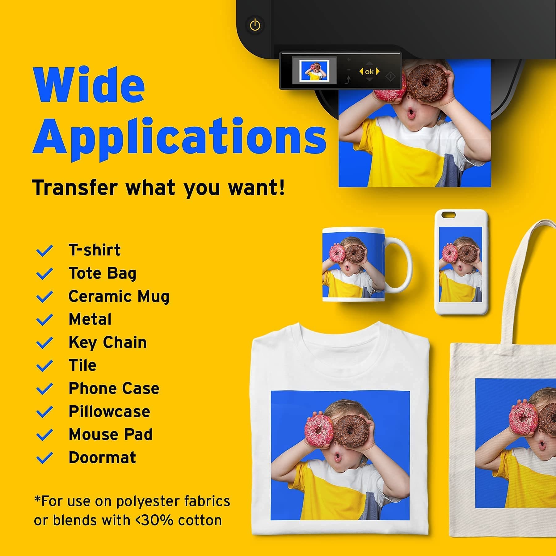 Printers Jack 400ML Yellow Sublimation Ink Refill for Epson C88 C88+ WF7710 ET2720 ET4700 ET15000 ET2760 ET2750 Inkjet Printers Heat Press Transfer on Mugs, Plates, Polyester Shirts etc