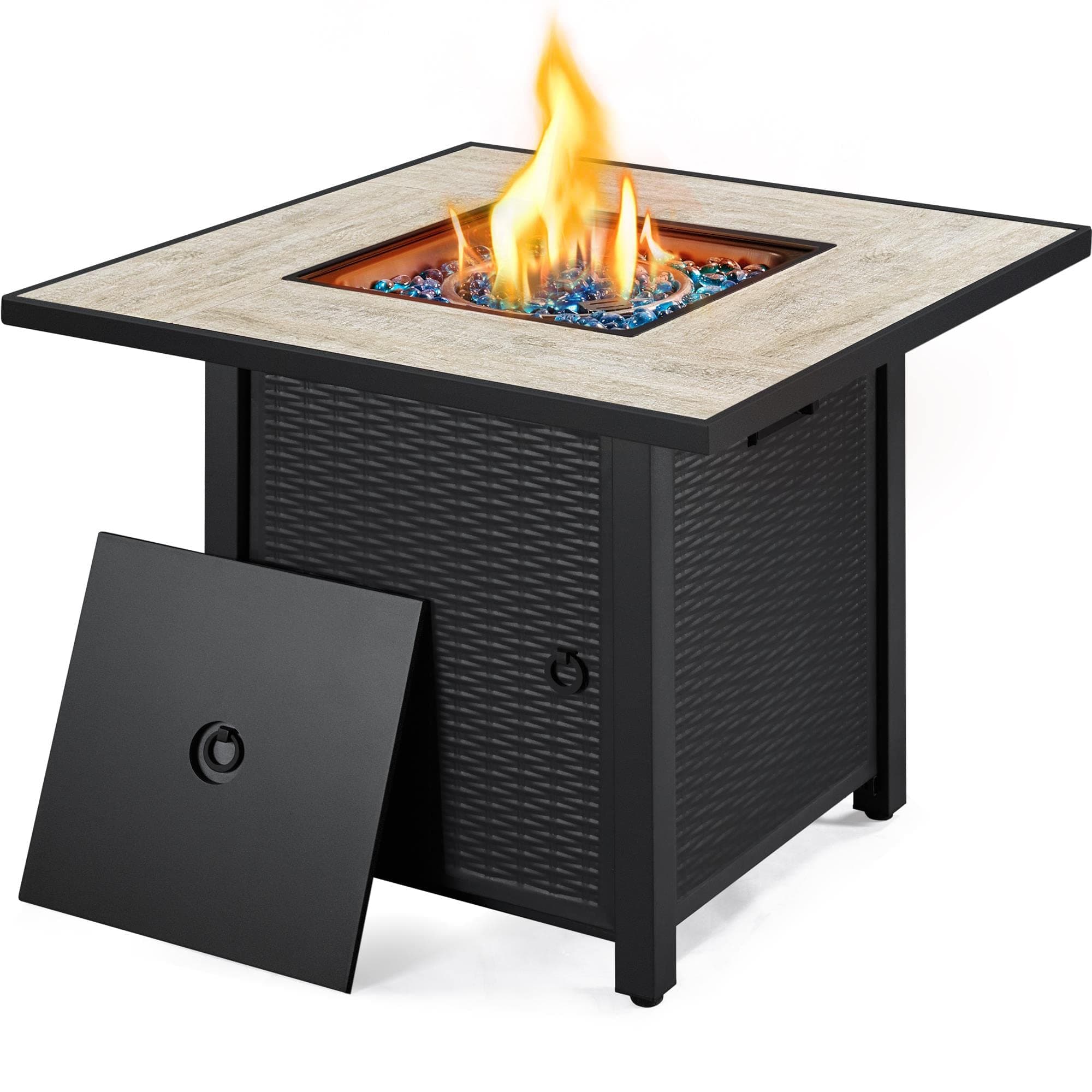 30" Gas Fire Pit Table with Taupe Tabletop