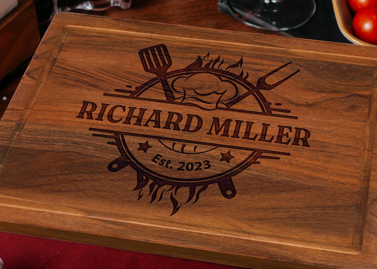 Personalized Men Cutting Board Gift for Christmas, Custom Grilling Gift for Dad, Grandpa, Men, Personalized BBQ Gifts for Men, Dads Birthday Customized Grill Gift, Grill Master Dad Husband Unique Gift