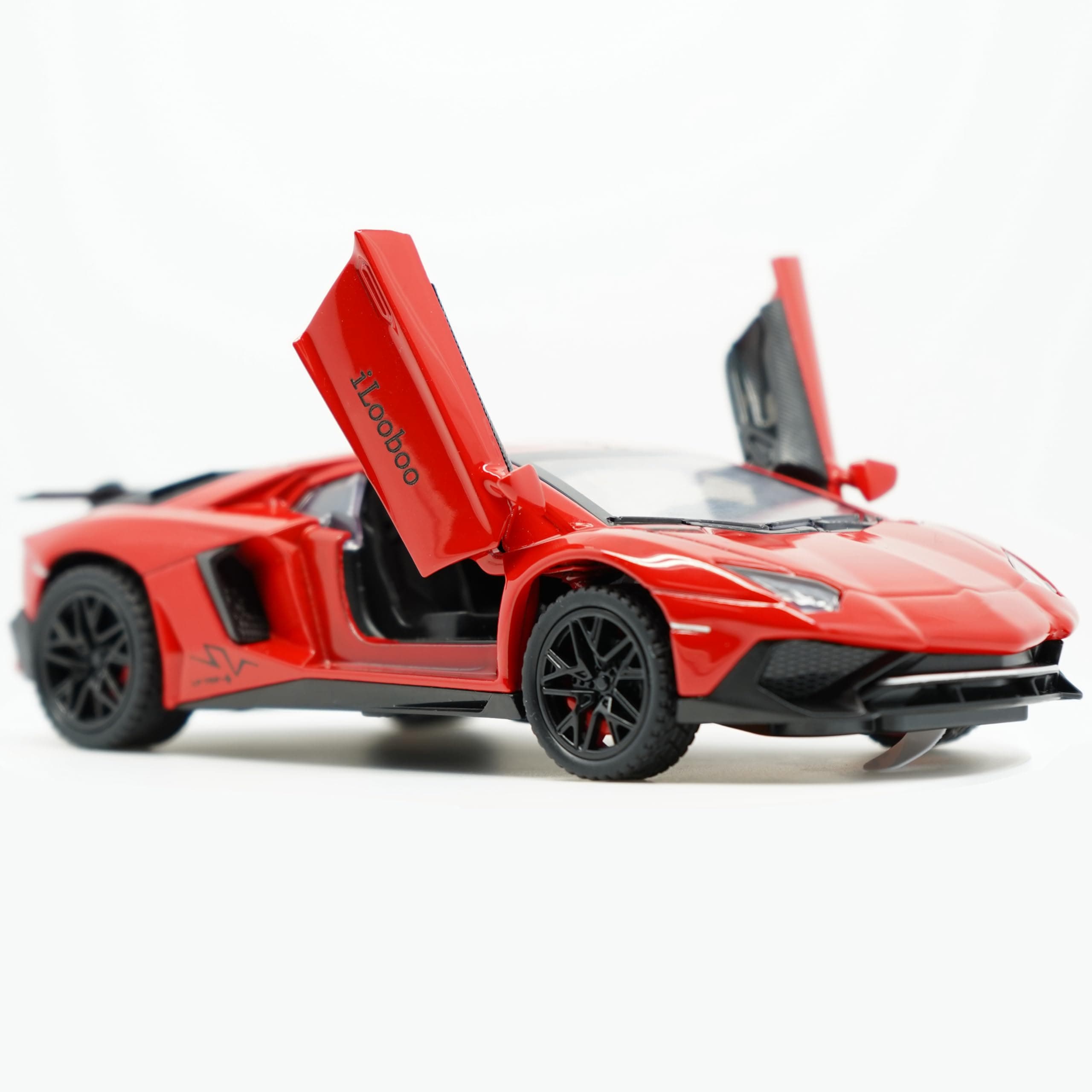 Toy Car Model Red Aventador Pull Back Vehicles Diecast with Light & Sound