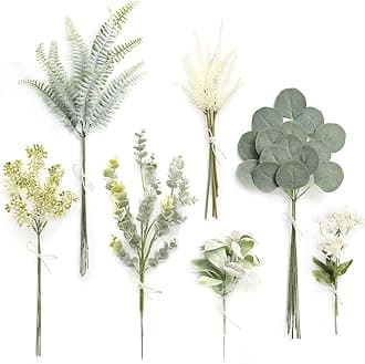 Serra Flora Artificial Greenery Stems Combo Box Set,46pcs with 7 Kinds of Faux Greenery Picks for DIY Bridal Bouquets Wedding Floral Arrangement Party Table Centerpieces