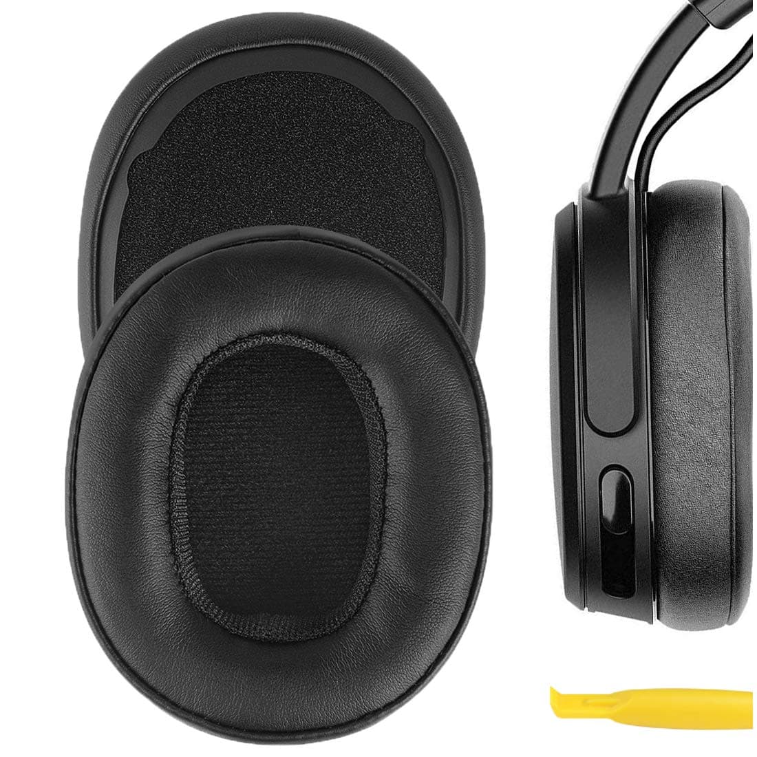 QuickFit Replacement Ear Pads for Skullcandy Crusher Wireless, Crusher EVO, Crusher ANC, Hesh 3/ EVO/ANC, Venue ANC, Crusher 540 Active Wireless Headphones, with Video Guide (Black)