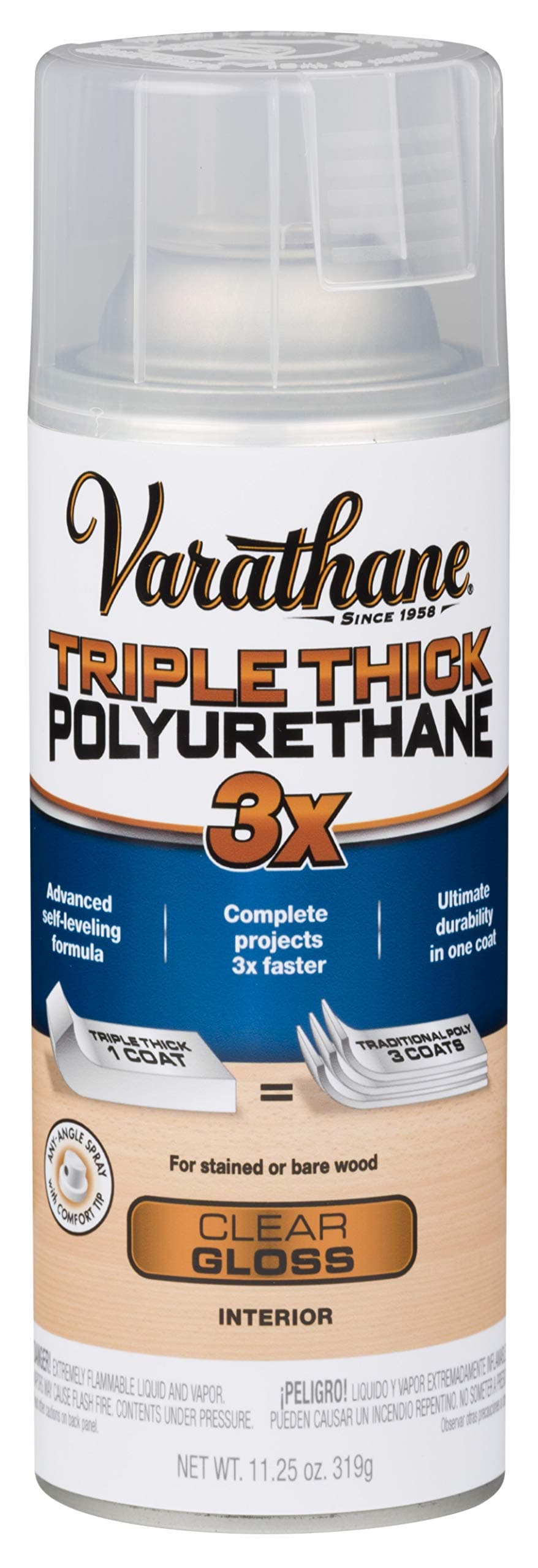 Varathane Rust-Oleum 318292 Triple Thick Polyurethane Spray, Clear