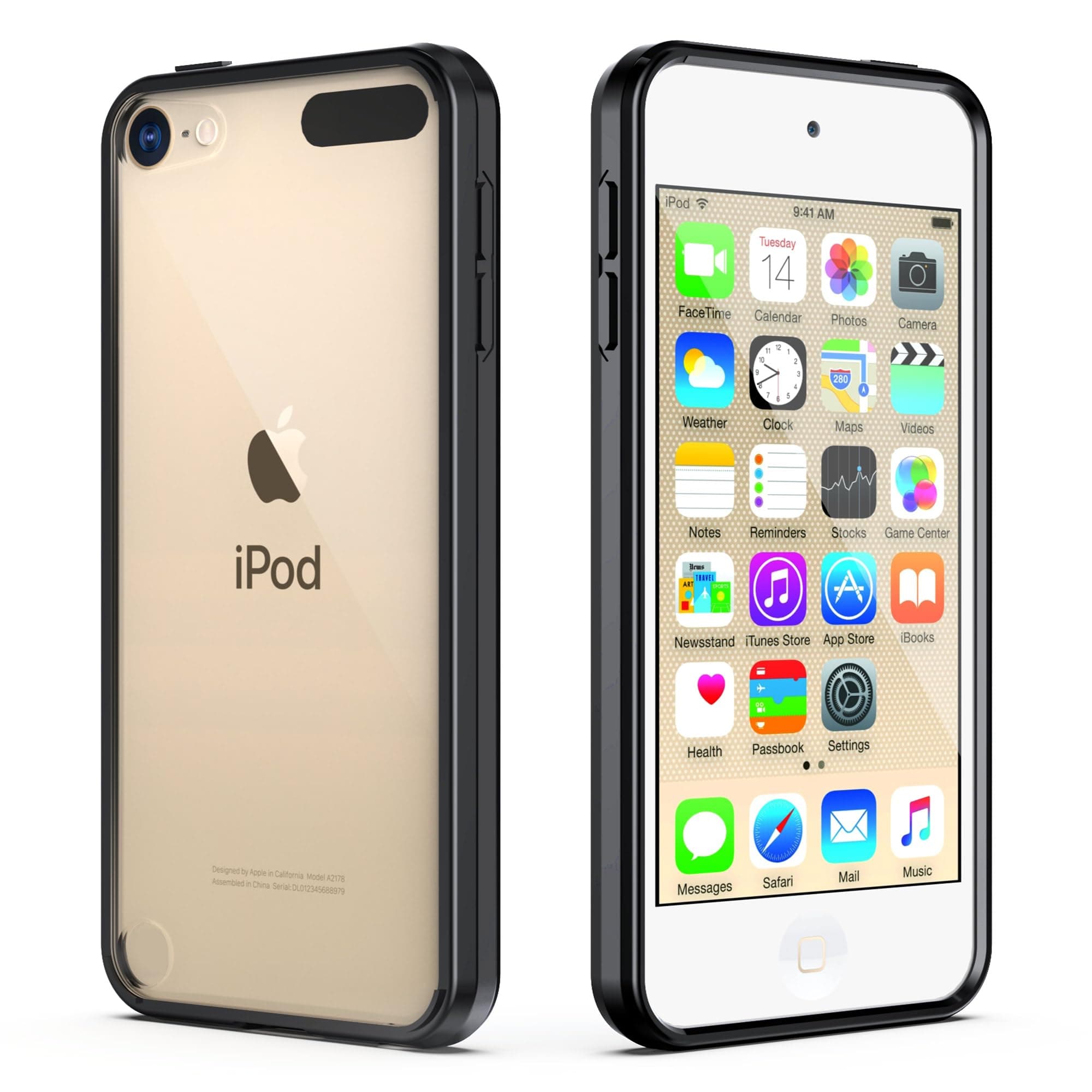 ULAK iPod Touch 6 Case,iPod Touch 5 Case, Clear Slim Hybrid Premium Clear Bumper TPU/Scratch Resistant Hard PC Back Cover/Corner Shock Absorption Case for Apple iPod Touch 5 6th Gen_Black