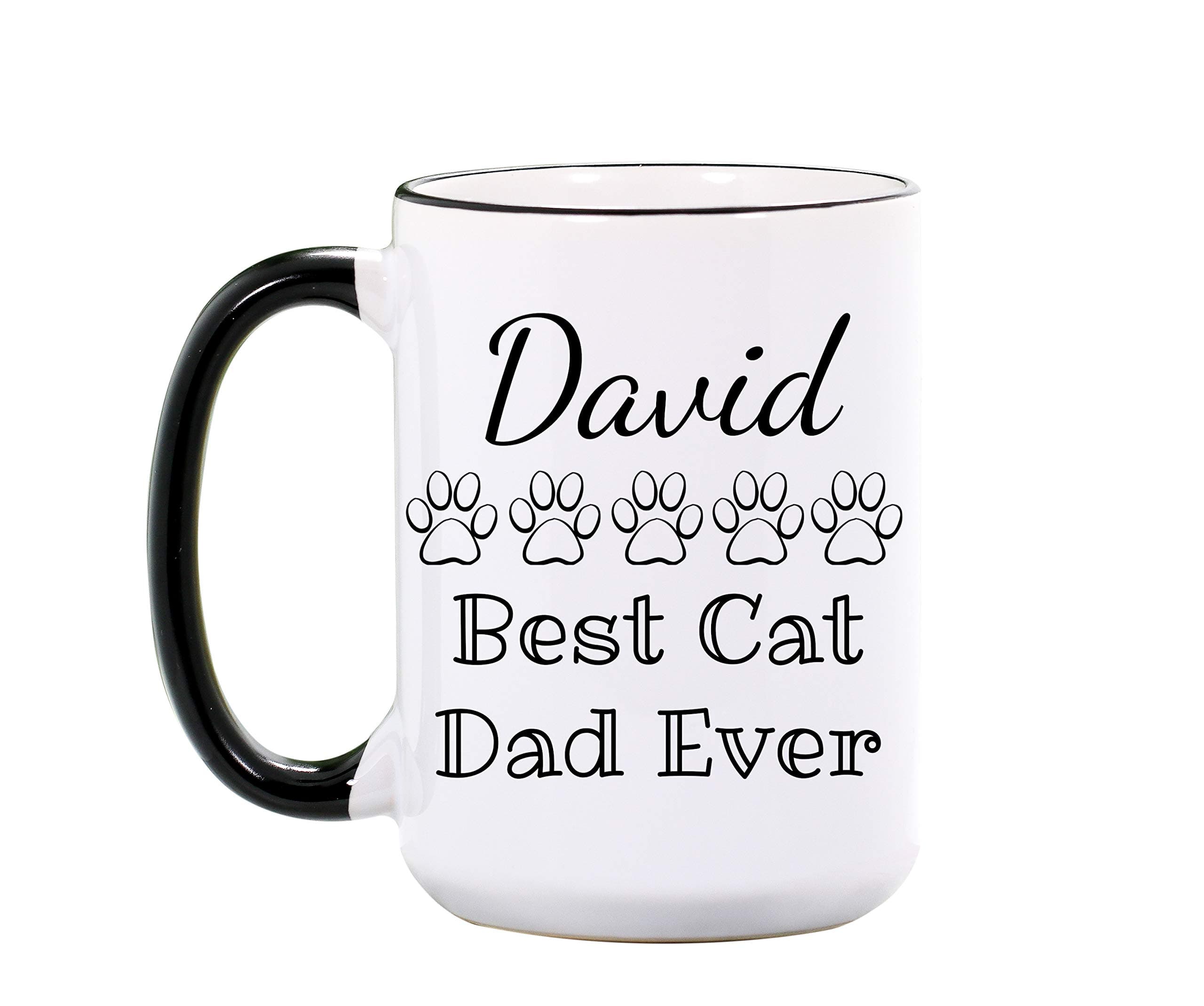 Wimly Company Cat Dad Mug - Personalized Large 15 oz or 11 oz Ceramic Cup - Cat Lover Gifts for Dad - Cat Dads Coffee Mugs - Cat Dad Gift - Cats Cups - Dishwasher & Microwave Safe - Made In USA