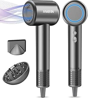 Hair Dryer, High-Speed Ionic Low Noise Blow Dryer for Fast Drying, Birthday Christmas Gifts for Women Men Mom Dad, Thermo-Control Quiet Compact Hair Blow Dryer for Travel Salon, Gray