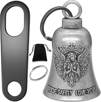 Biker Guardian Luck Riding Bell Motorcycle Gremlin Bells with 2 Key Chain Ring Accessories, Motorcycle Bell Hanger