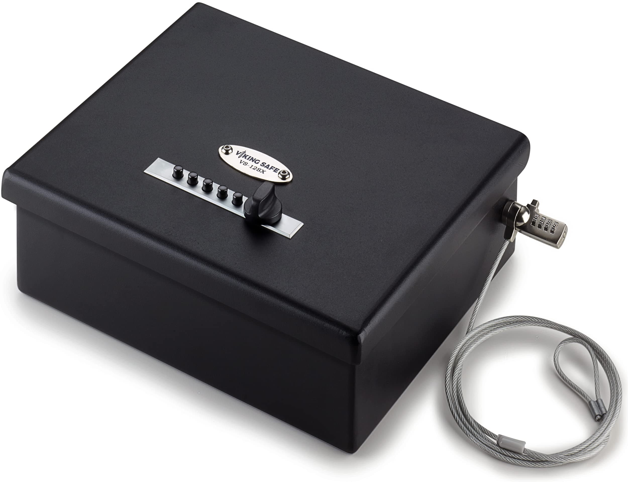 Viking Security Safe VS-12LSX Heavy Duty Mechanical Simplex Lock Two Gun Safe 2 Handgun Capacity Pistol with Security Cable Lock