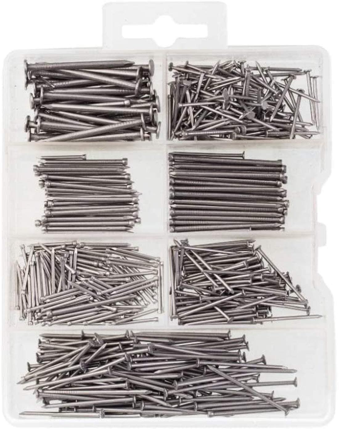 DIY Crafts Pack of 450 Pcs, Medium Nail Box, Hardware Nail KIT, Picture Hanging Nails, Finish, Wire, Brad and Common Use. This Kit Comes in an Organized(Pack of 450 Pcs, Medium Nail Box)