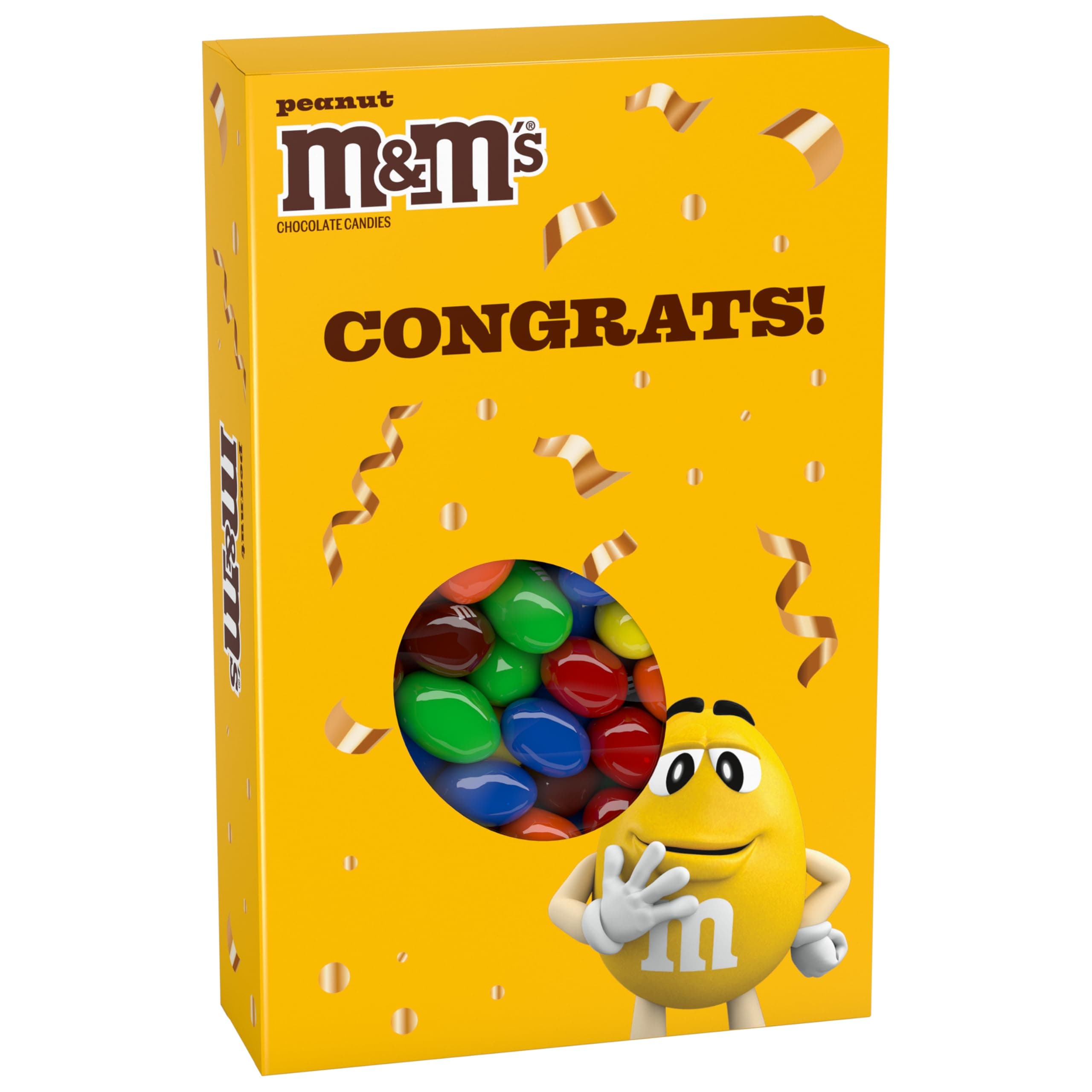 M&M'S Peanut Chocolate Candy Gift Box with Congrats Card for All Celebrations