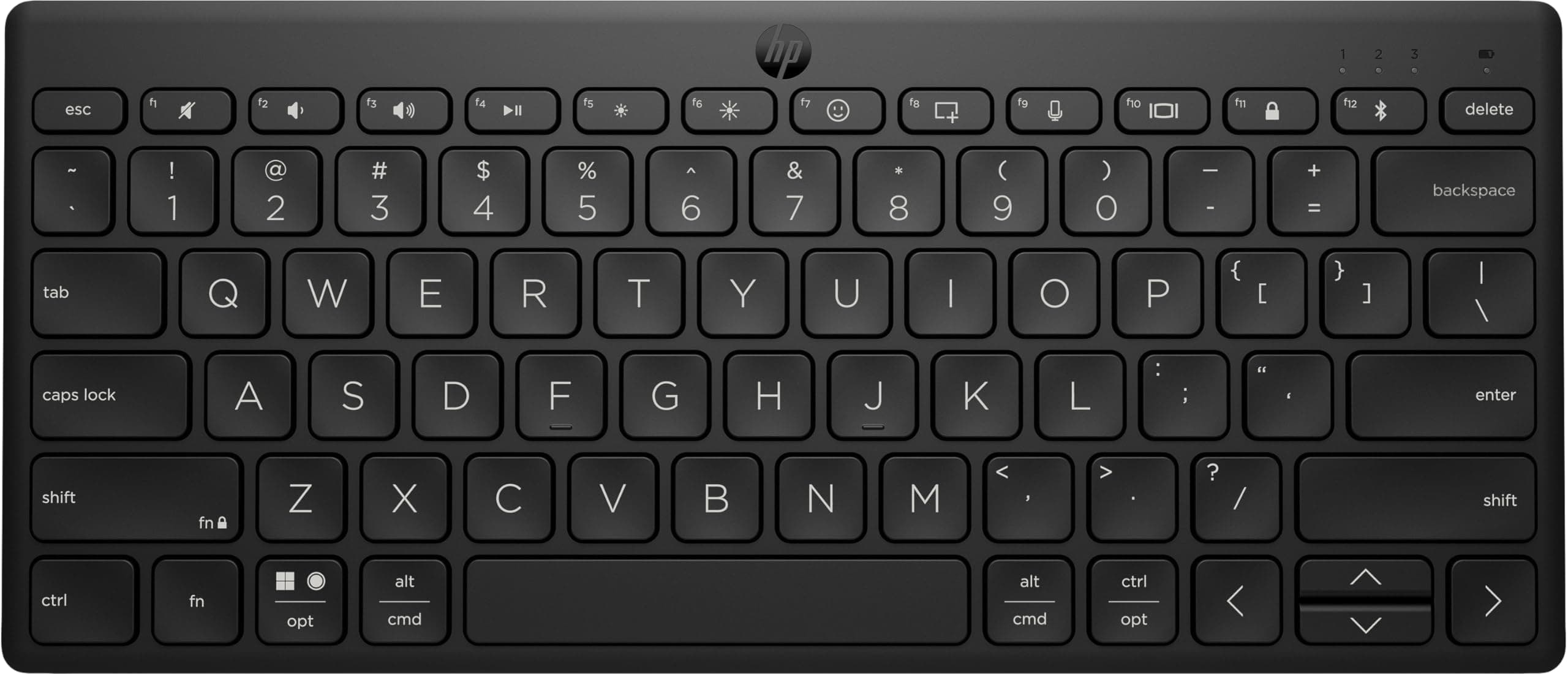 350 Compact Bluetooth Keyboard | Connect up to 3 devices via Bluetooth 5.2 | Multi-OS with SMART shortcuts | Dictation and emoji keys | 2 years battery | Made from 60% recycled materials | Black