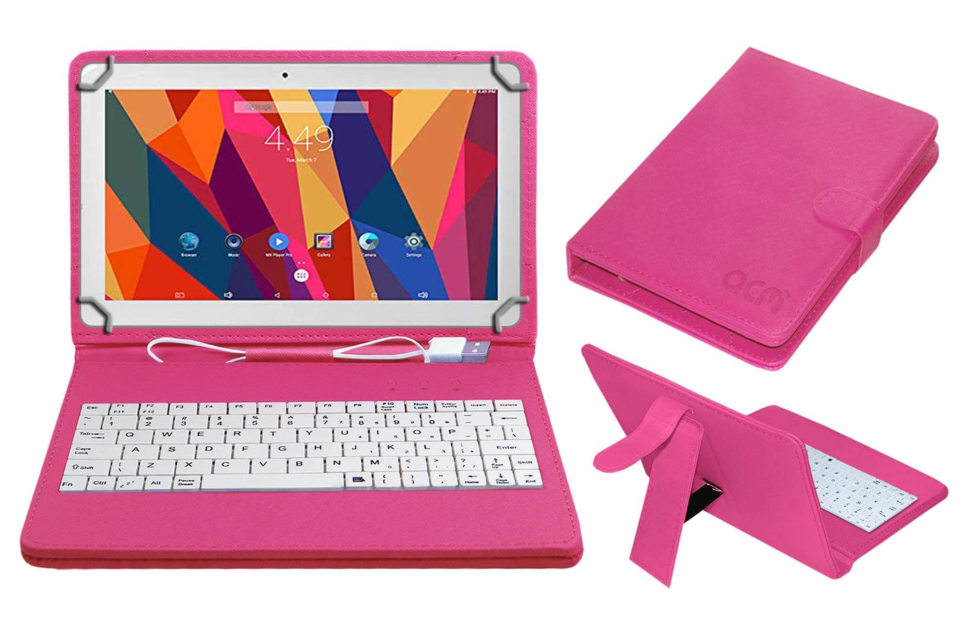 ACM USB Keyboard Case Compatible with Generic Alldocube Cube Iplay10 U83 Tablet Cover Stand Study Gaming Direct Plug & Play - Pink